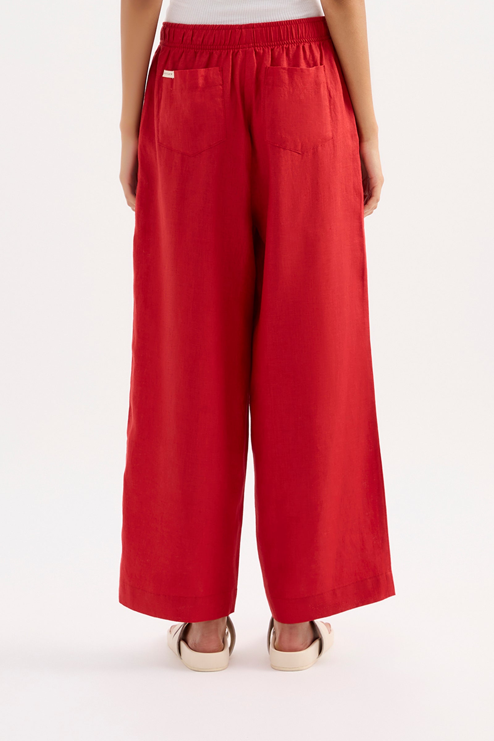 Lounge Linen Crop Pant Vermillion 