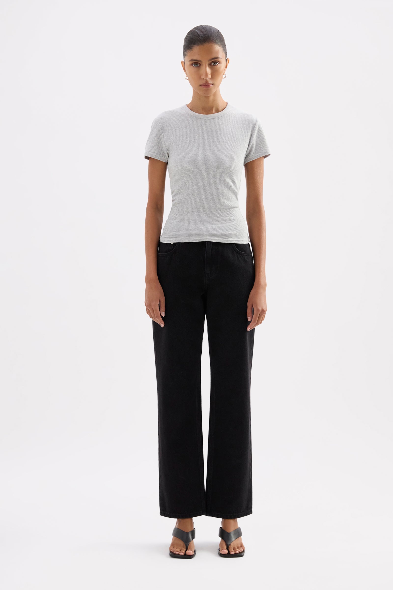 Organic Rib Ss Tee Grey Marle 