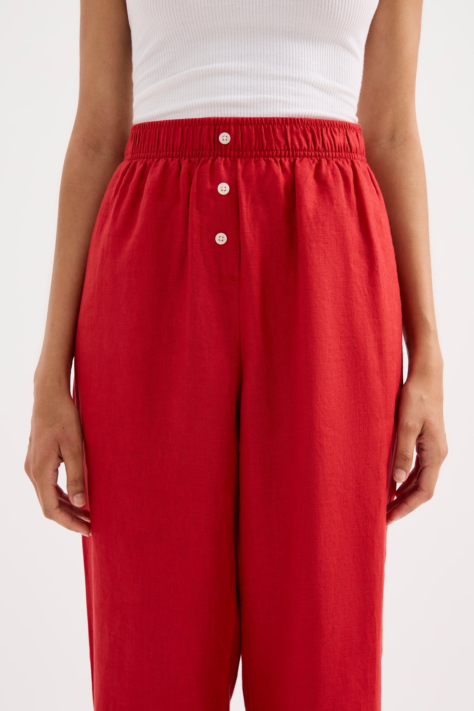 Lounge Linen Crop Pant Vermillion 