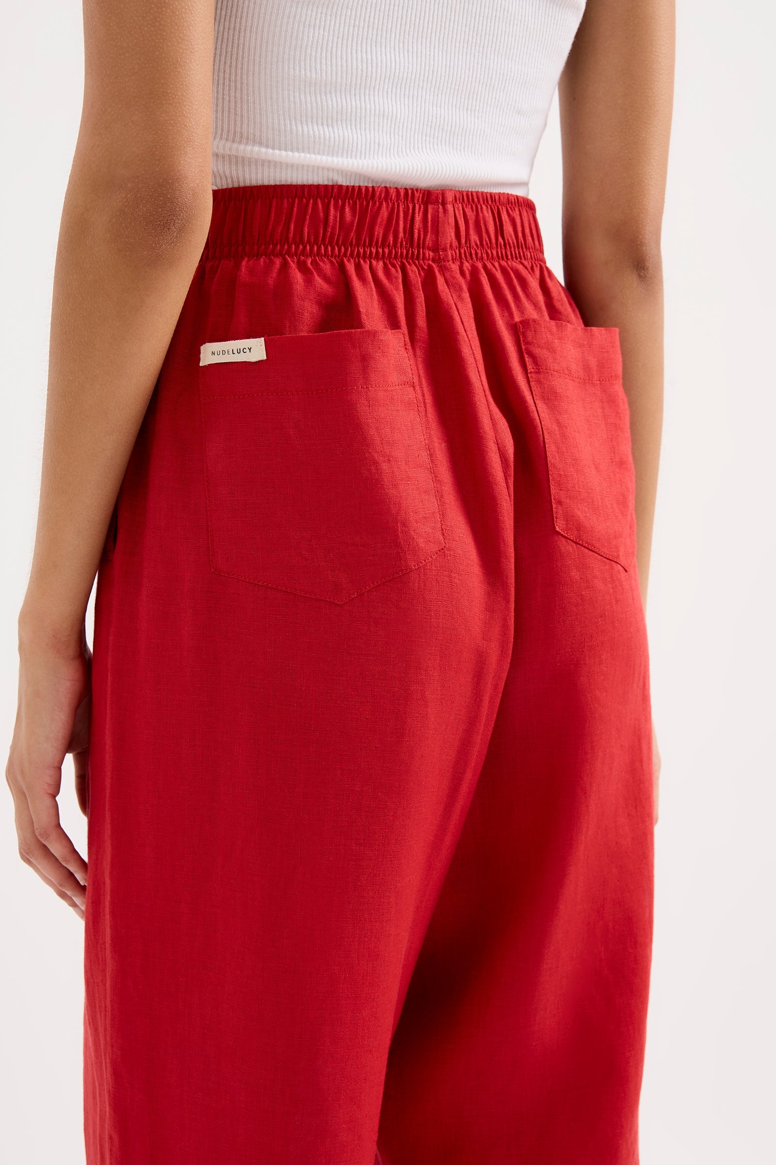 Lounge Linen Crop Pant Vermillion 