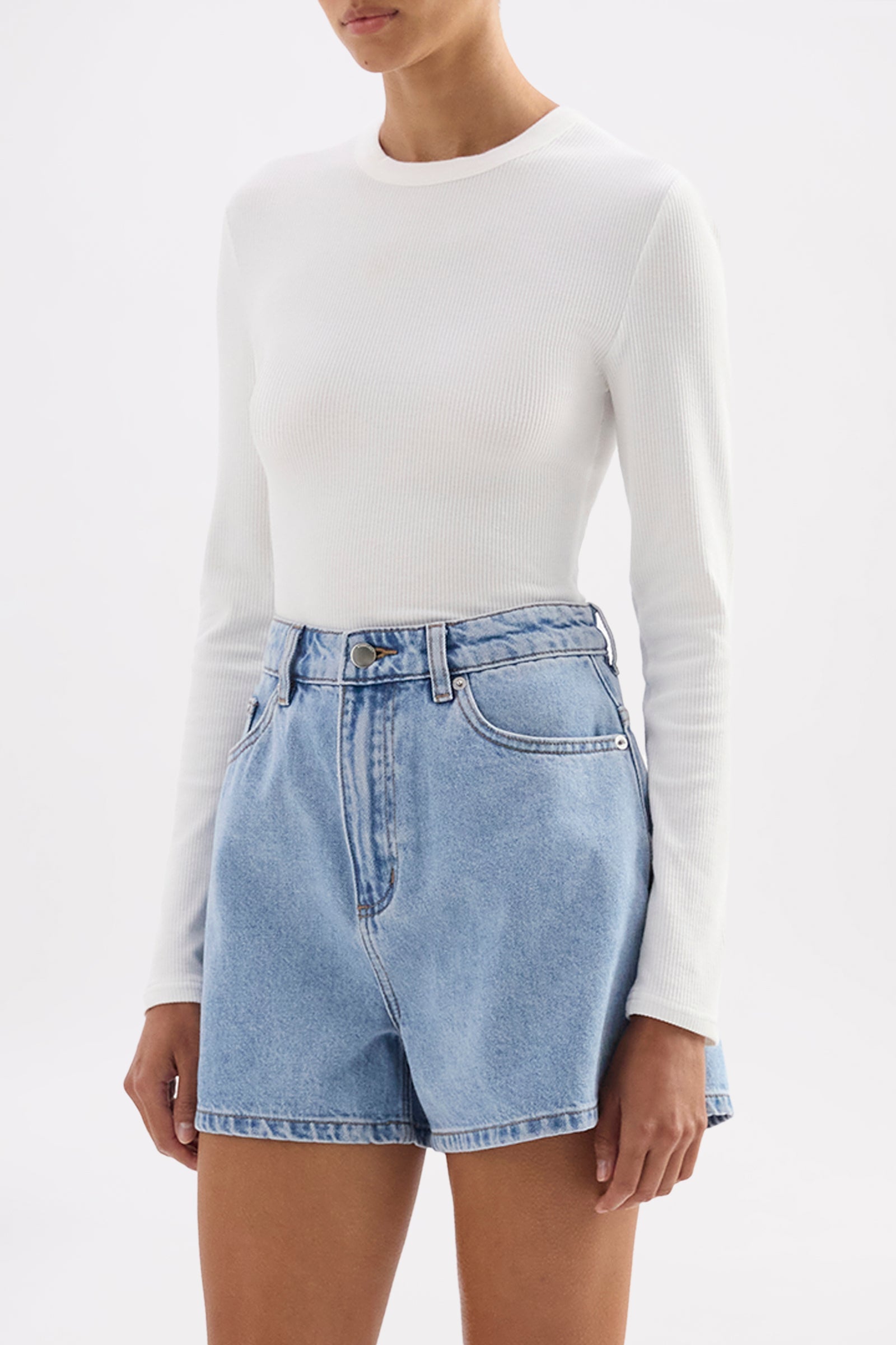 Organic Rib Ls Tee White 