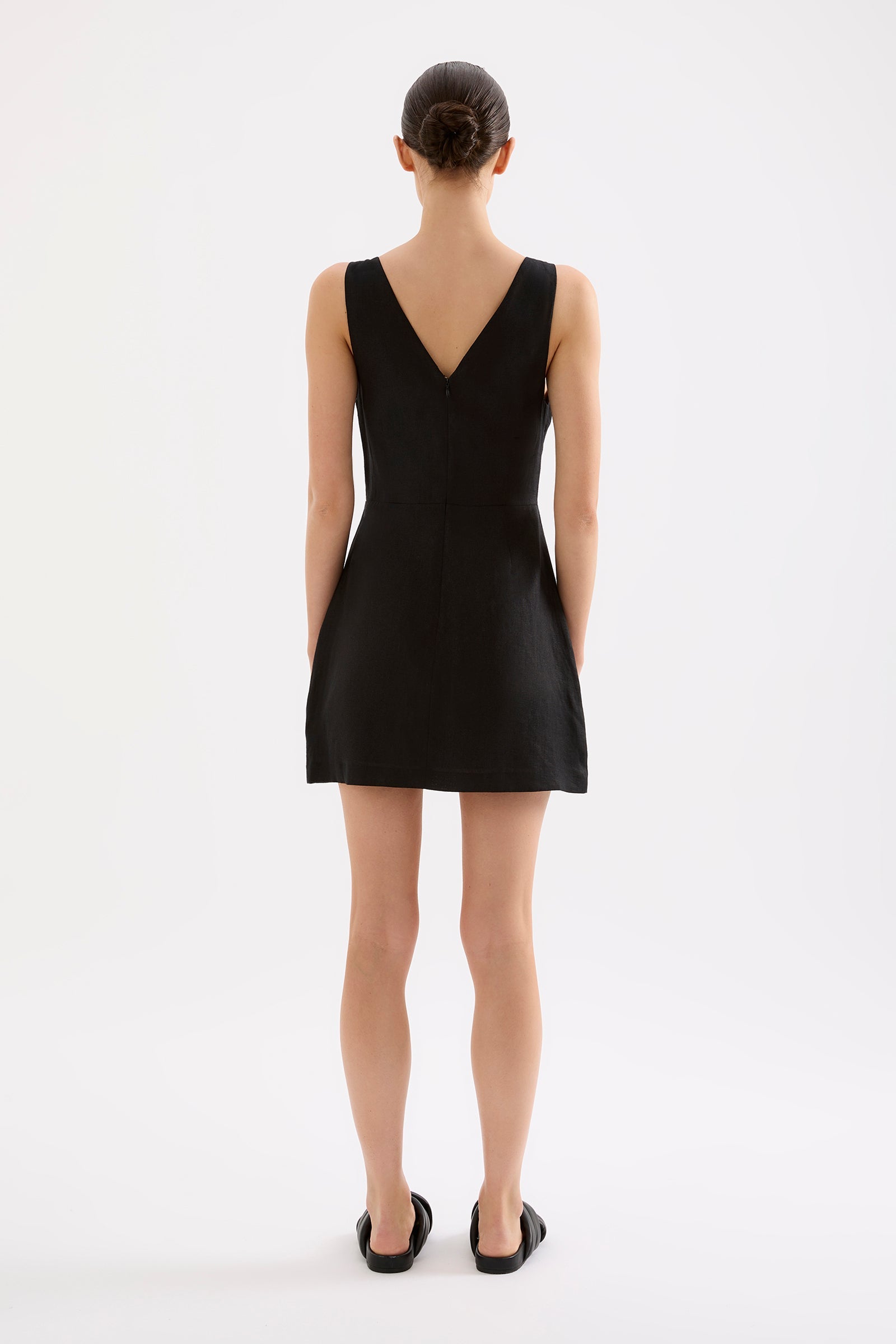 Blair Linen Mini Dress Black 