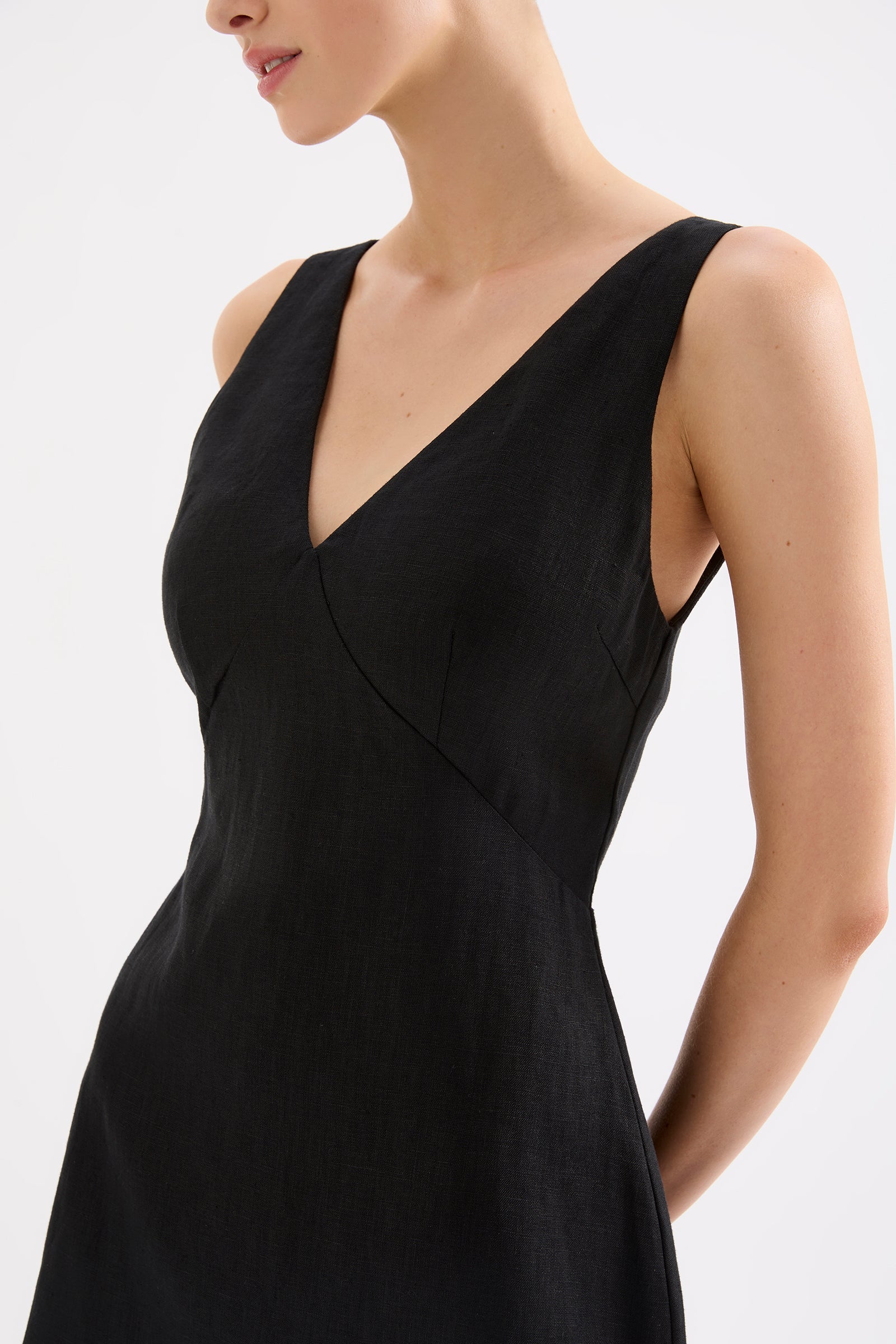 Blair Linen Mini Dress Black 
