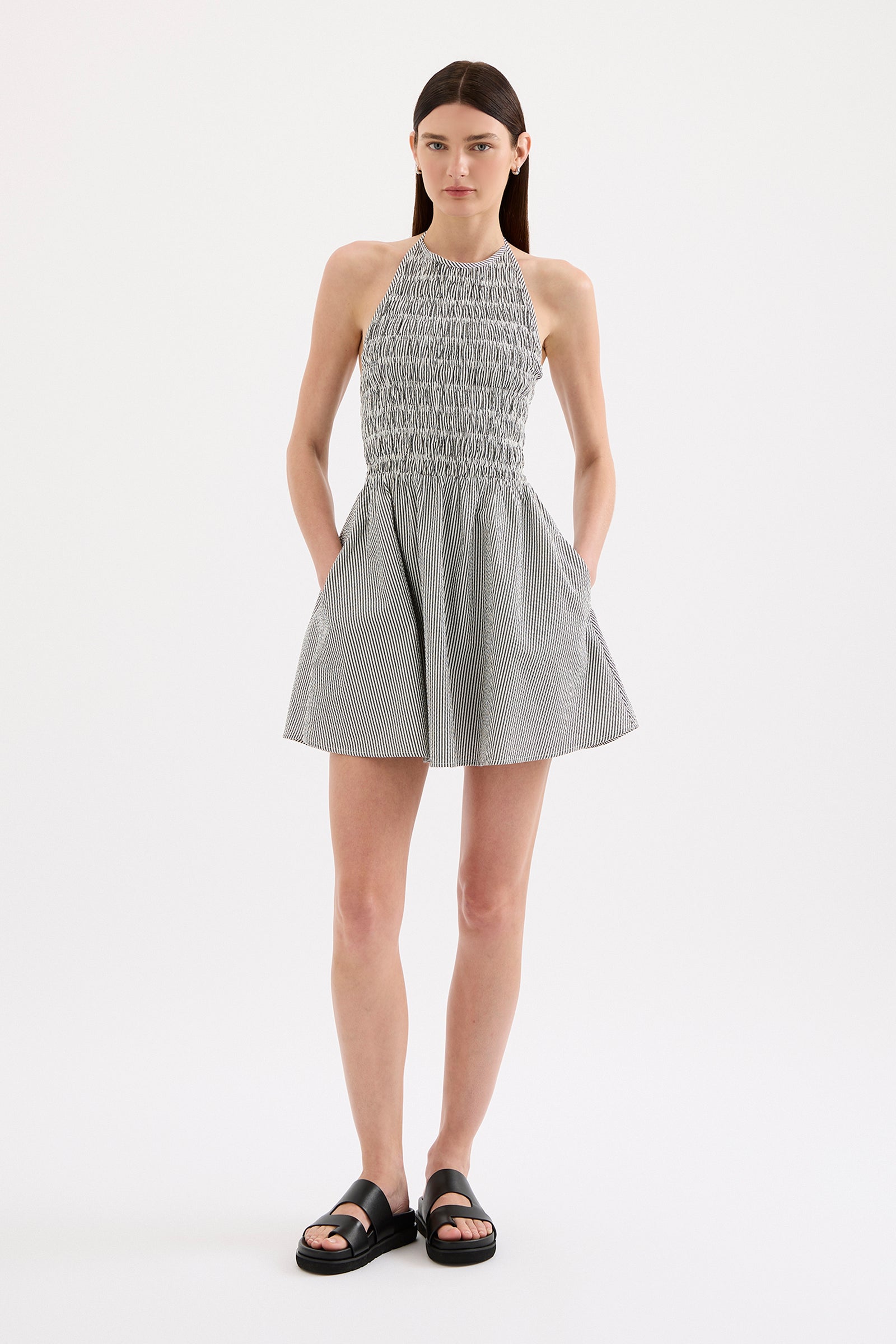 Quinn Mini Dress Black Stripe 