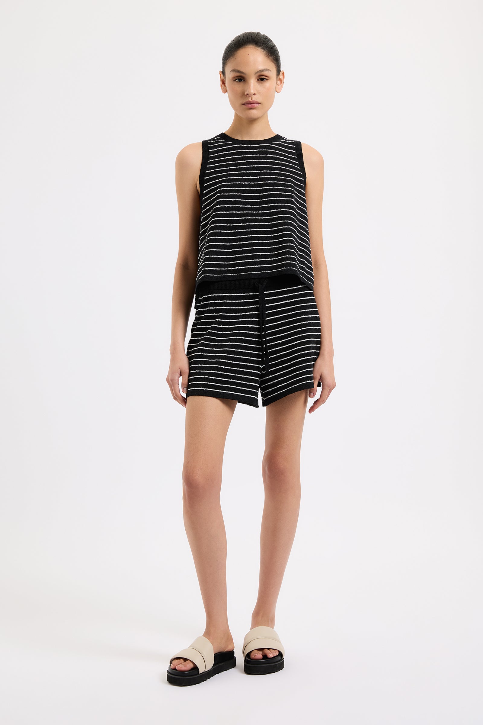 Zosia Stripe Knit Tank Black Stripe 
