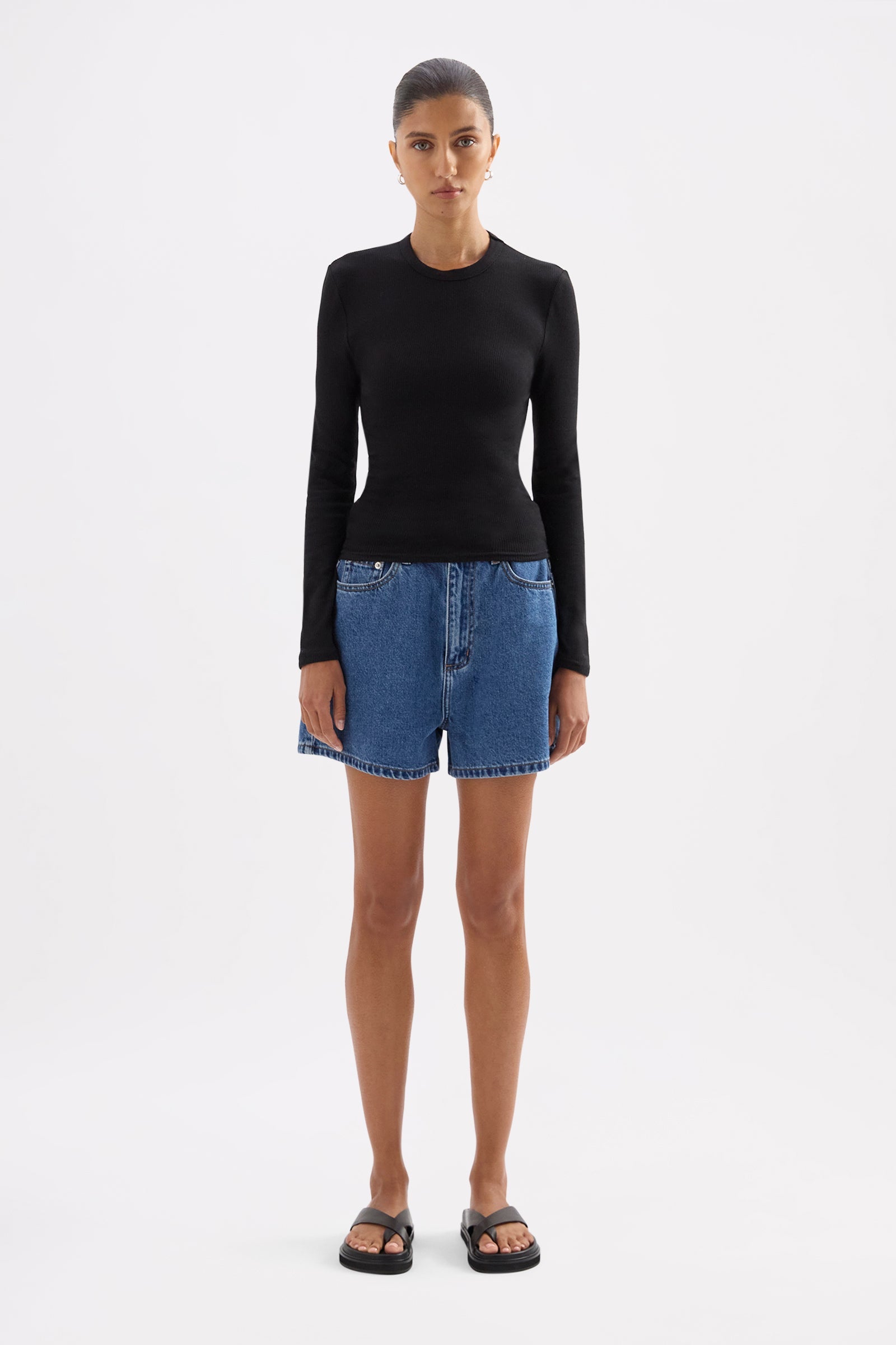 Organic Rib Ls Tee Black 