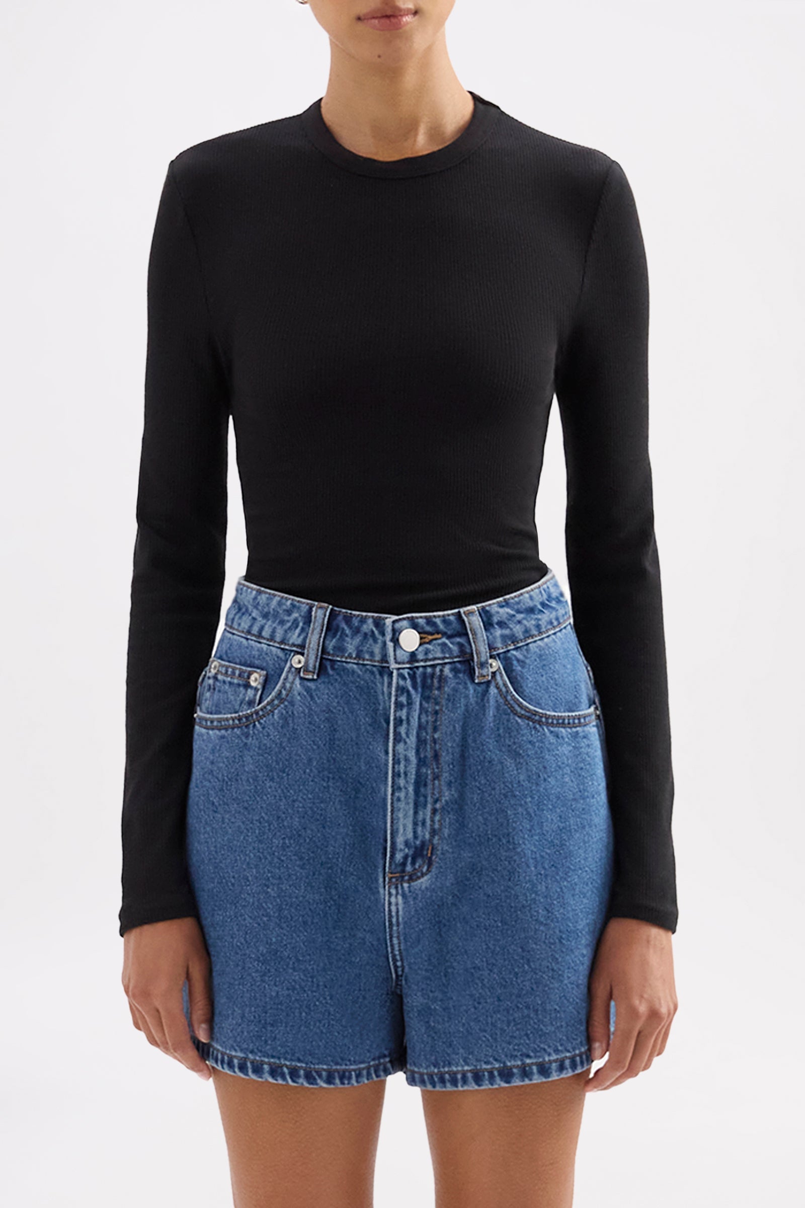 Organic Rib Ls Tee Black 