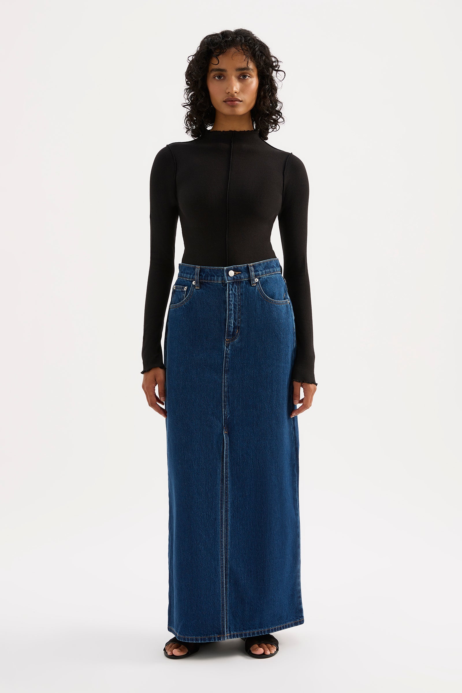 Sia Denim Maxi Skirt Force Blue 