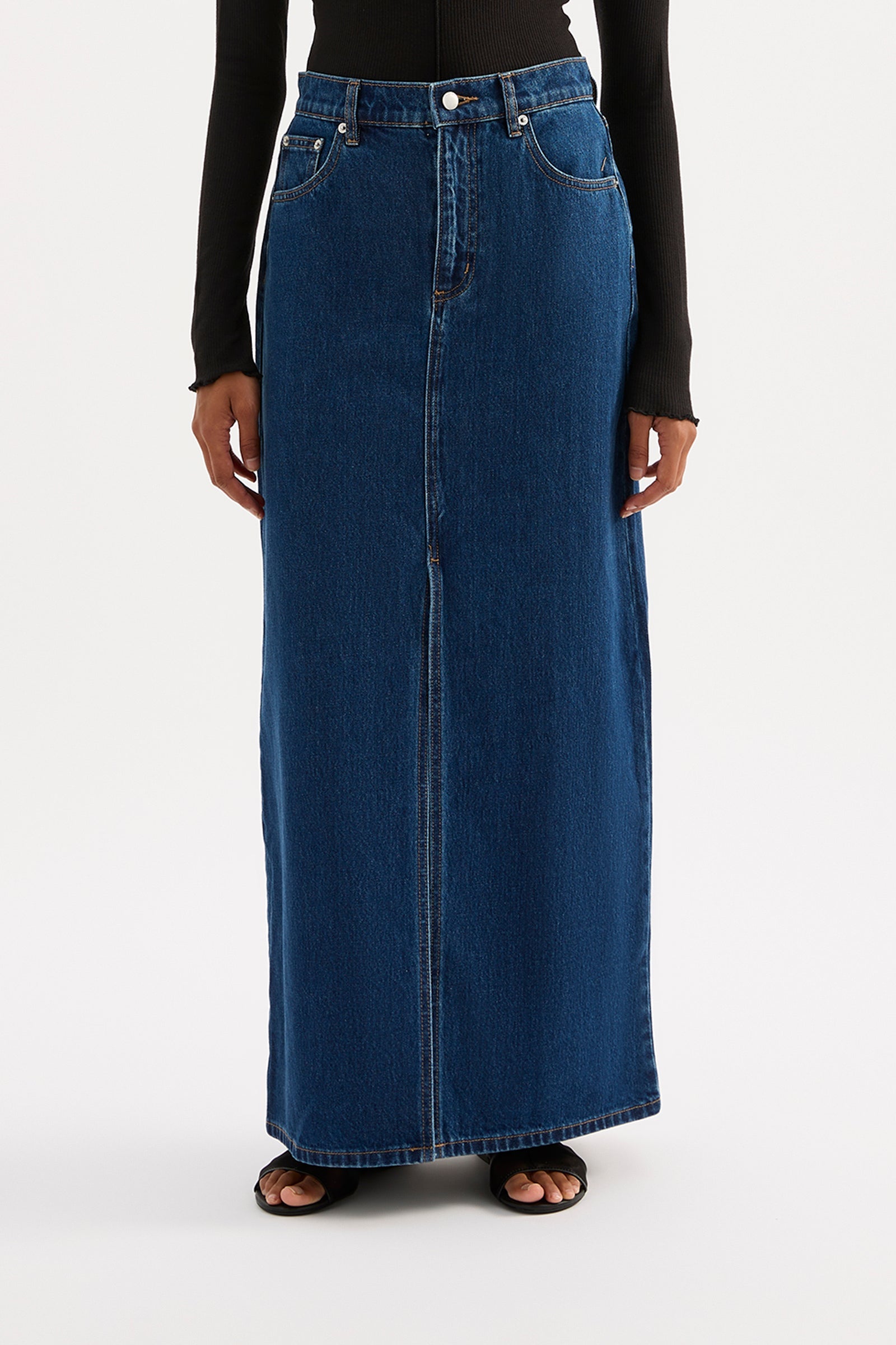 Sia Denim Maxi Skirt Force Blue 