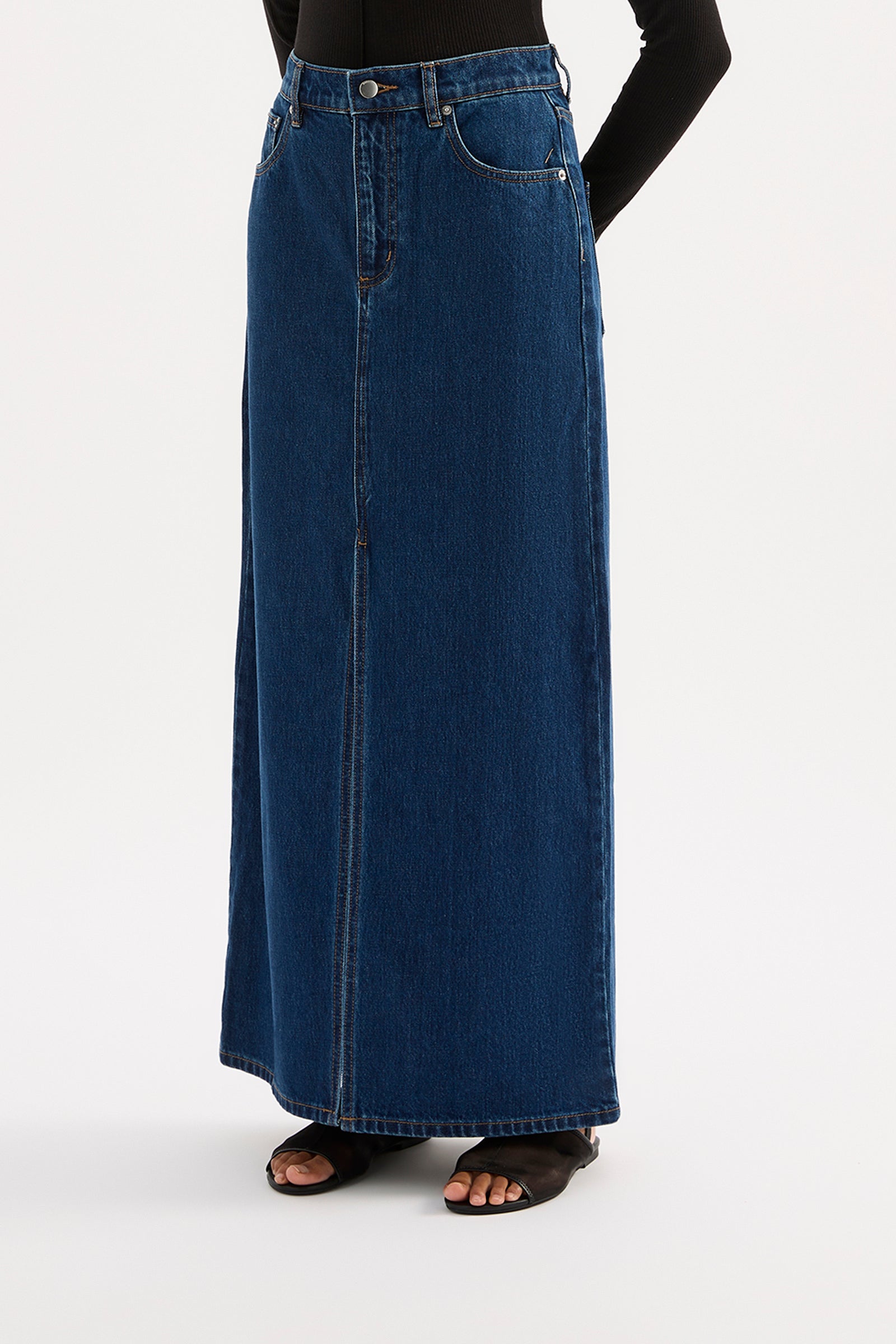 Sia Denim Maxi Skirt Force Blue 