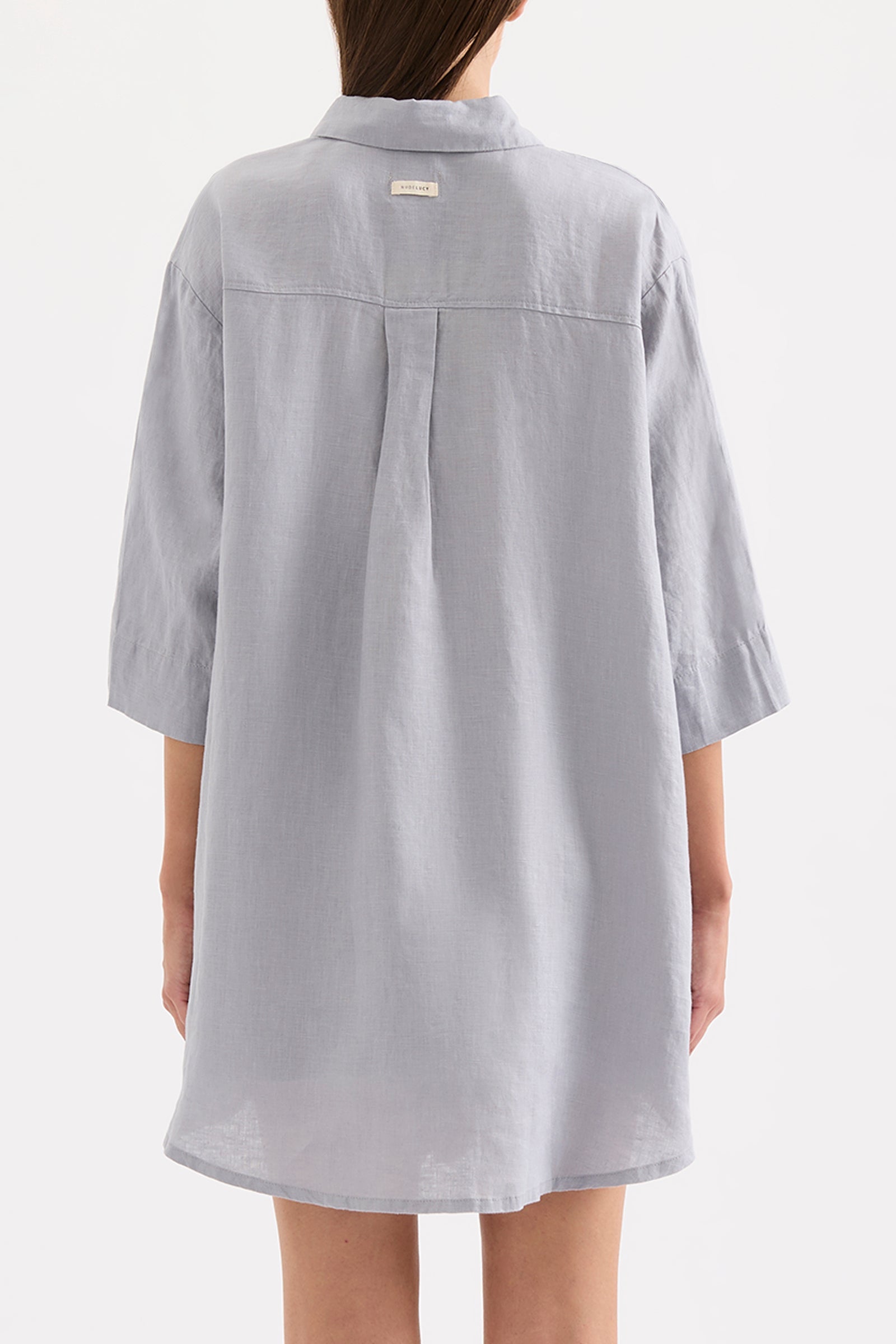 Lounge Linen Longline Shirt Storm 