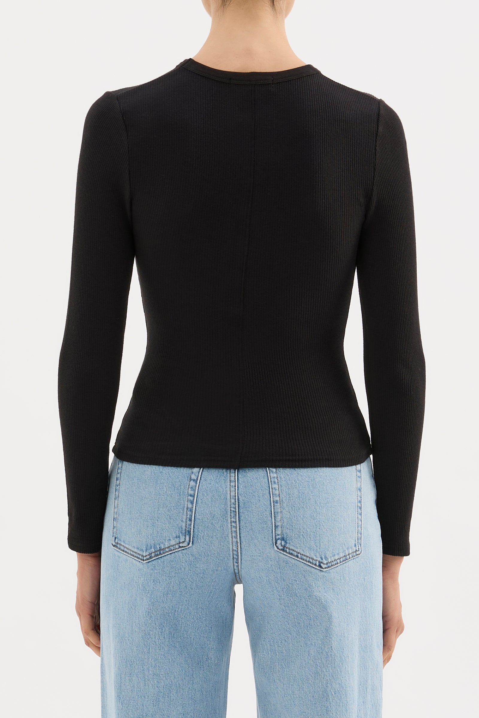 Organic Rib Ls Tee Black 