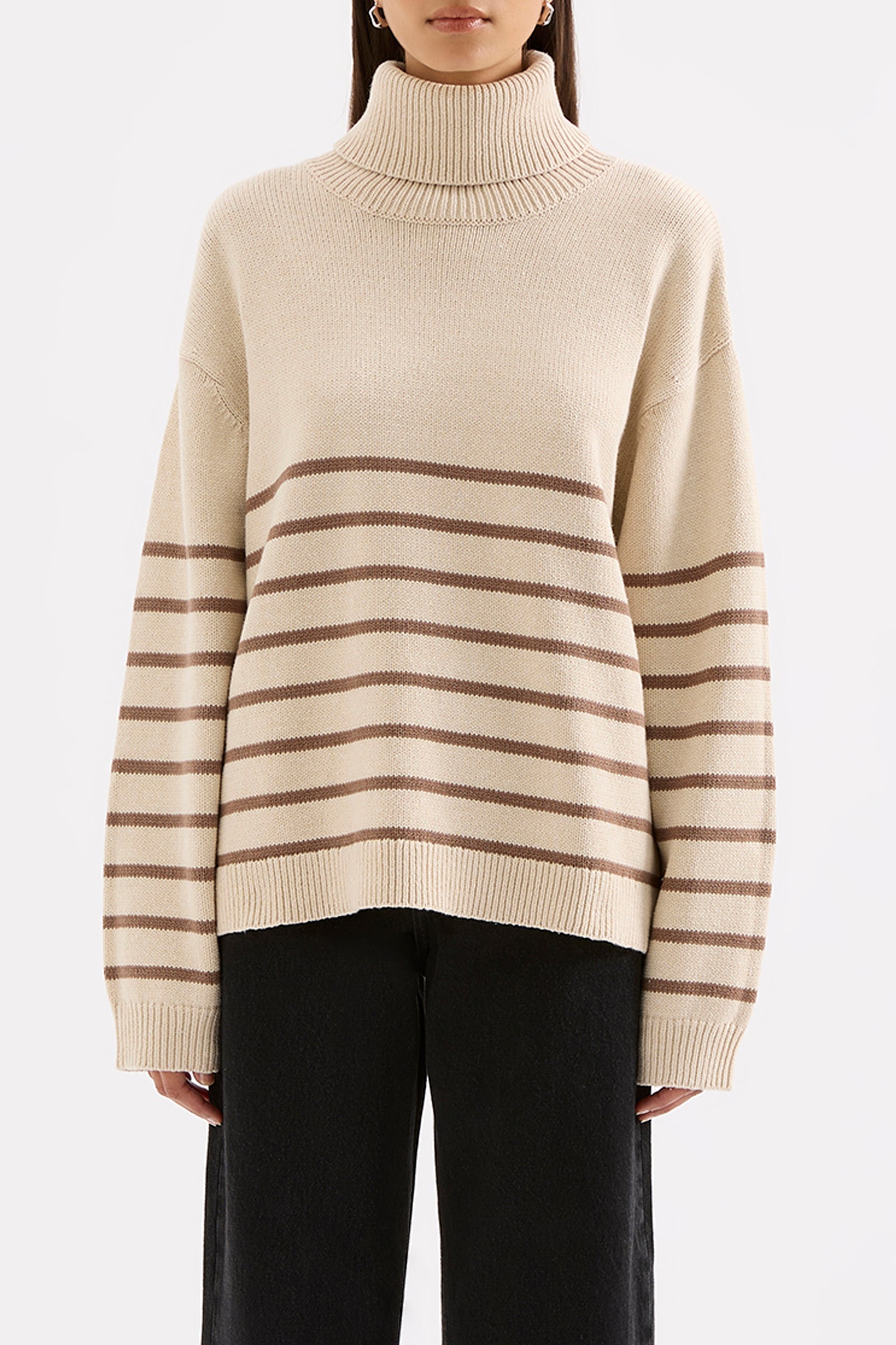 Venus Turtleneck Knit Milk Stripe 