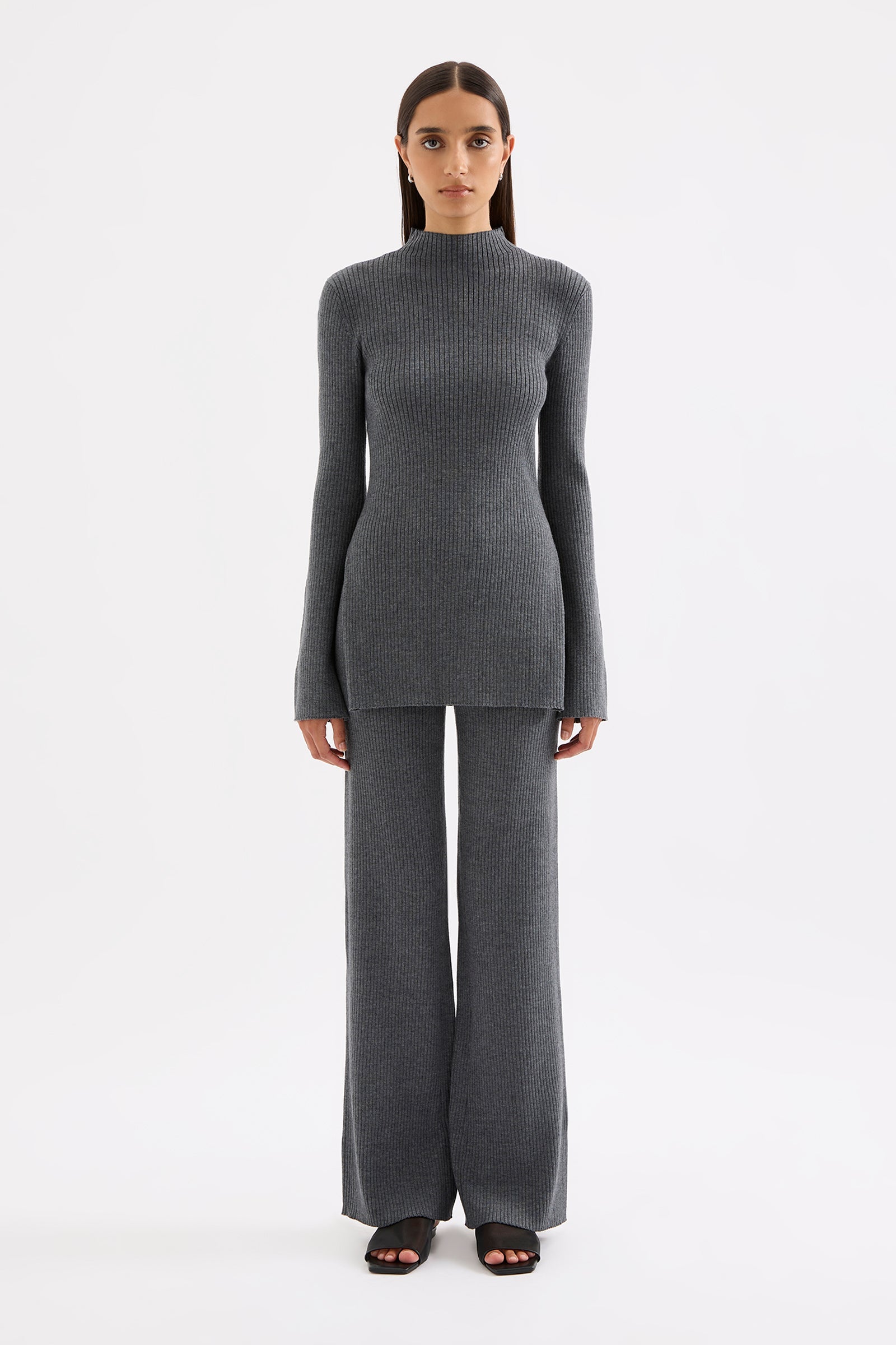 Malo Knit Tunic Charcoal 