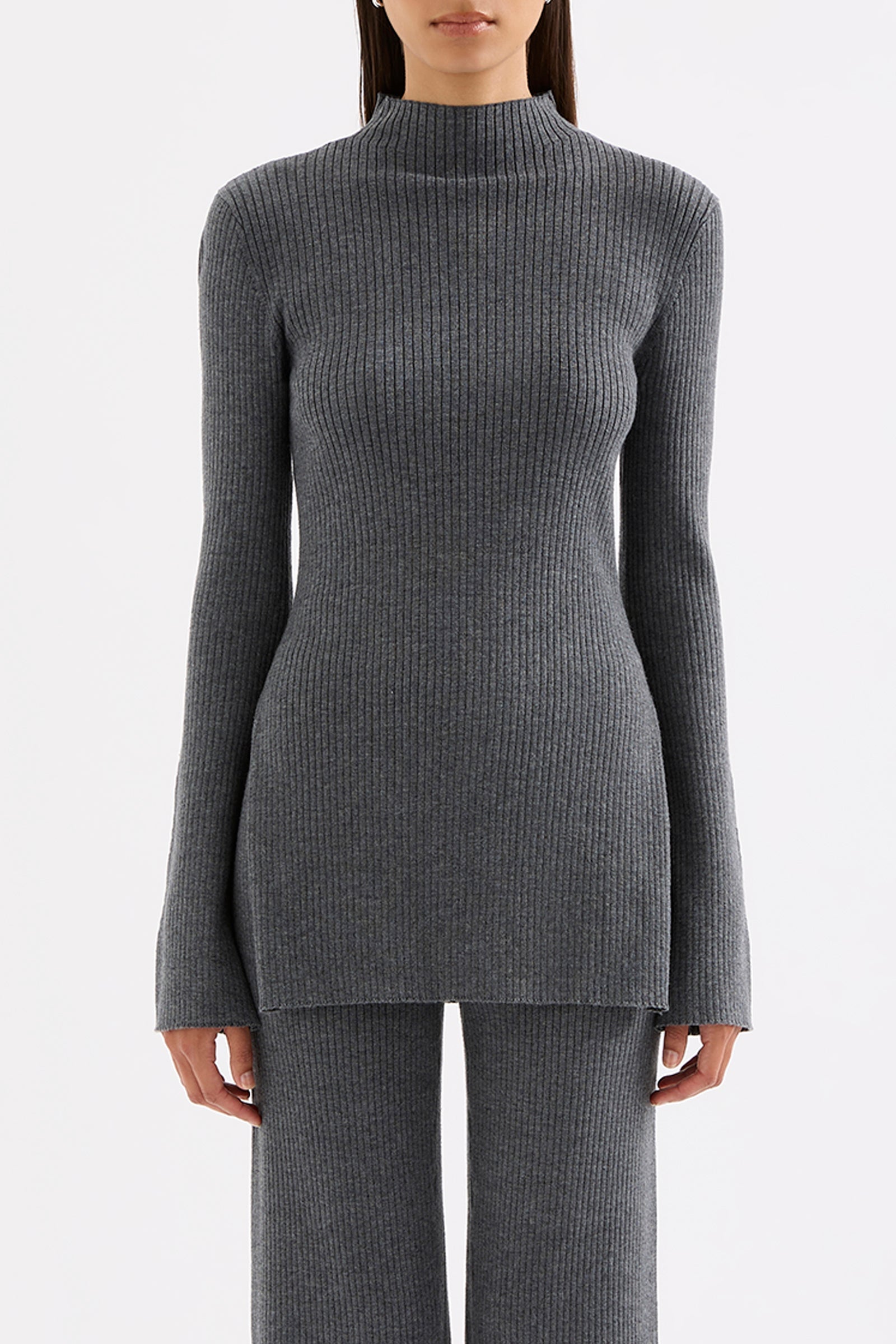 Malo Knit Tunic Charcoal 