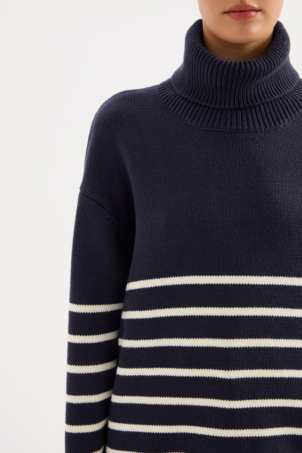Venus Turtleneck Knit Navy Stripe 