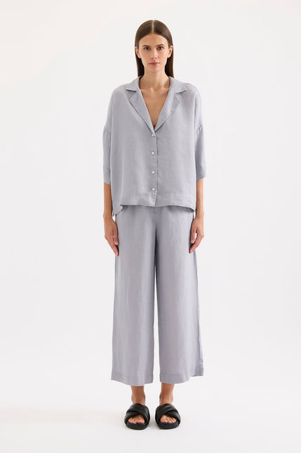 Lounge Linen Crop Pant Storm 