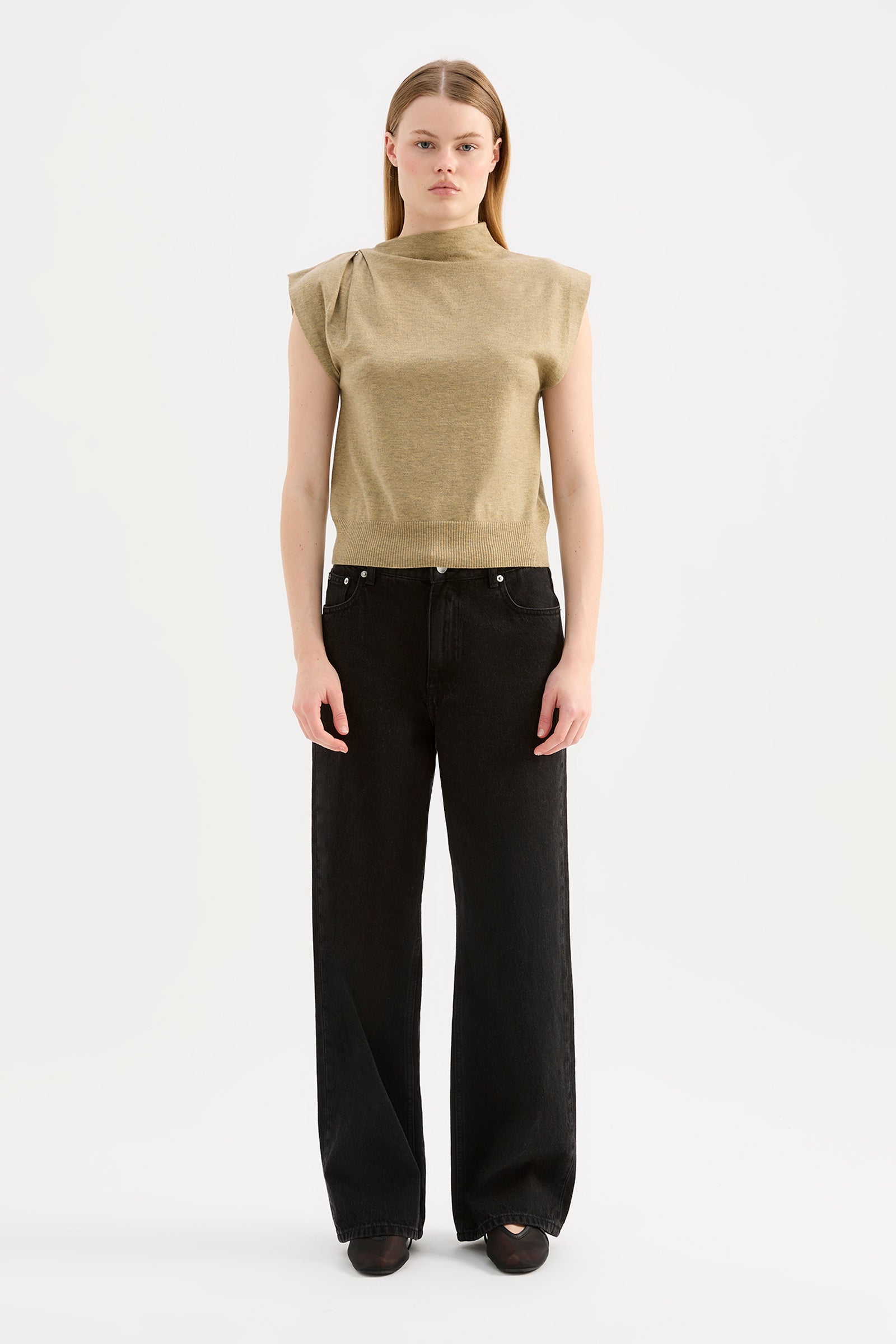 Elvio Merino Blend Top Khaki 