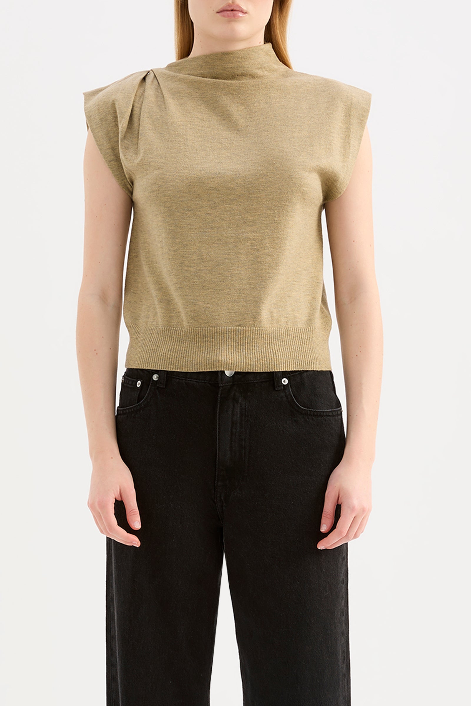 Elvio Merino Blend Top Khaki 
