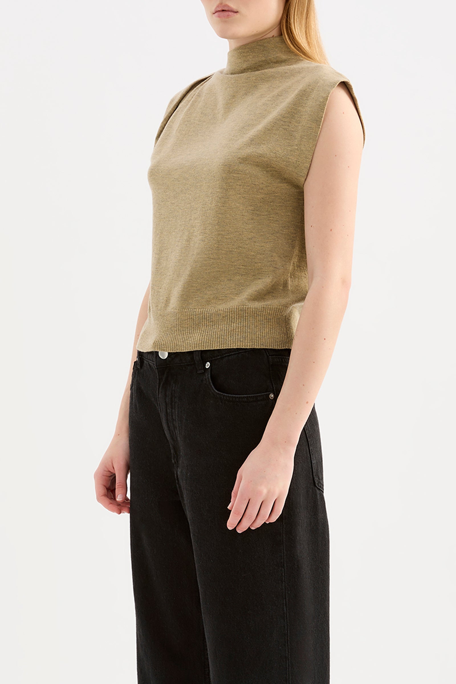 Elvio Merino Blend Top Khaki 