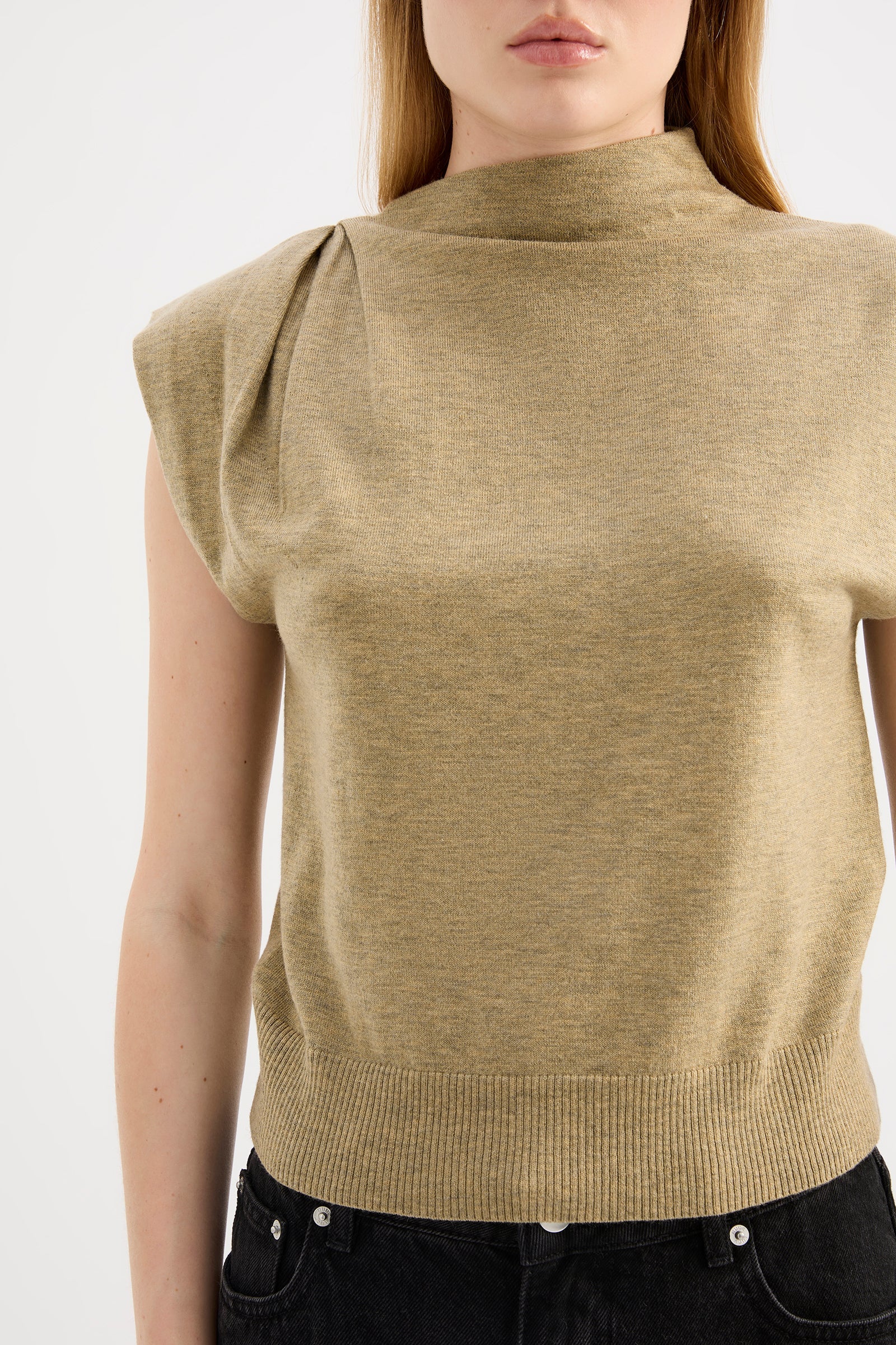 Elvio Merino Blend Top Khaki 