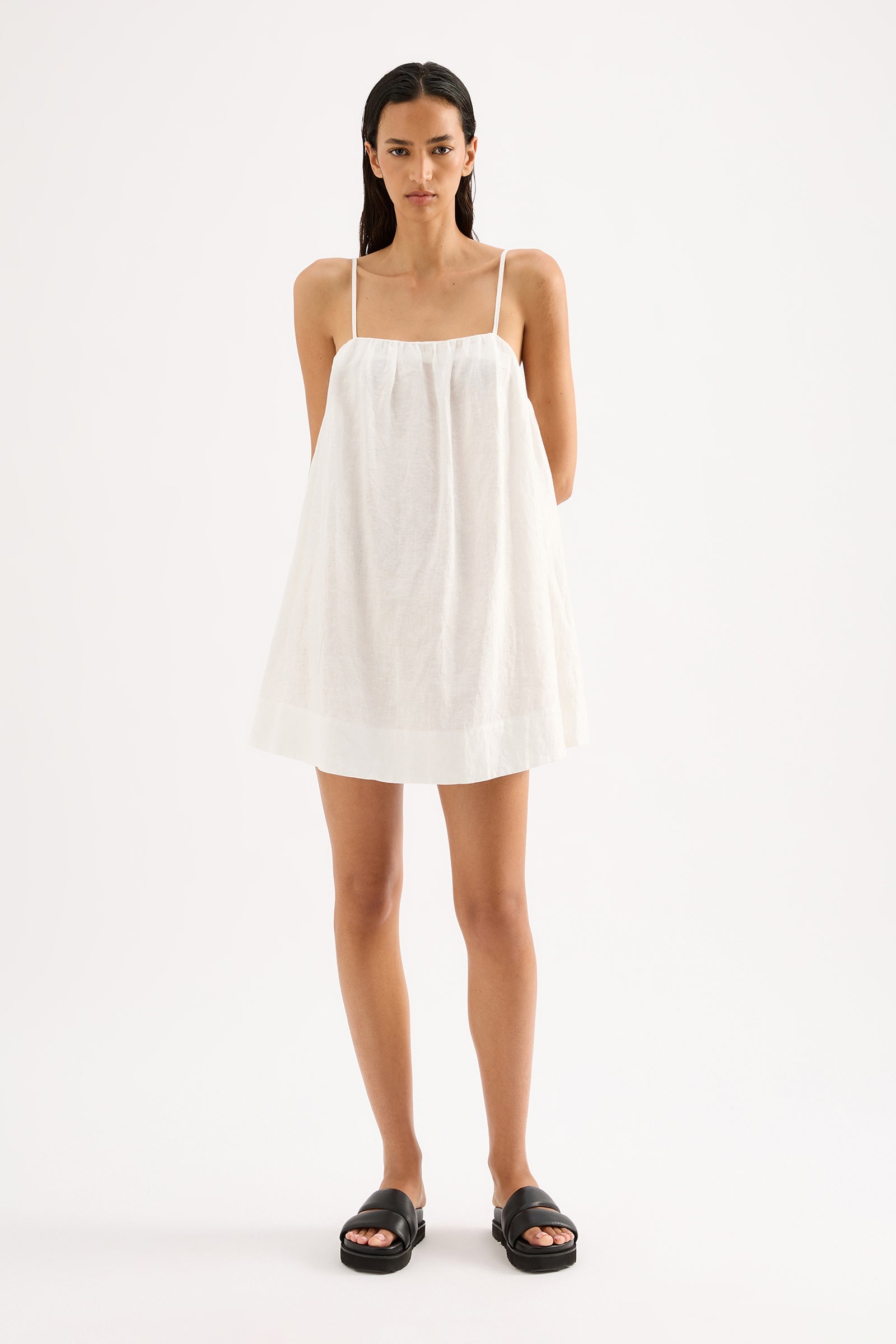 Shop Lounge Linen Dress in White | Nude Lucy USA Shop Lounge Linen Dress in White | Nude Lucy USA