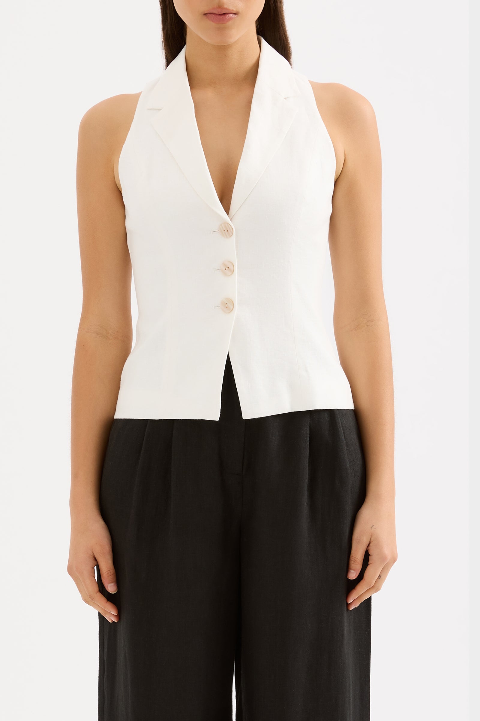 Thilda Linen Vest White 