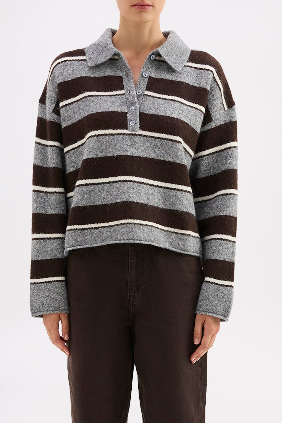 Maia Rugby Knit Charcoal Stripe 