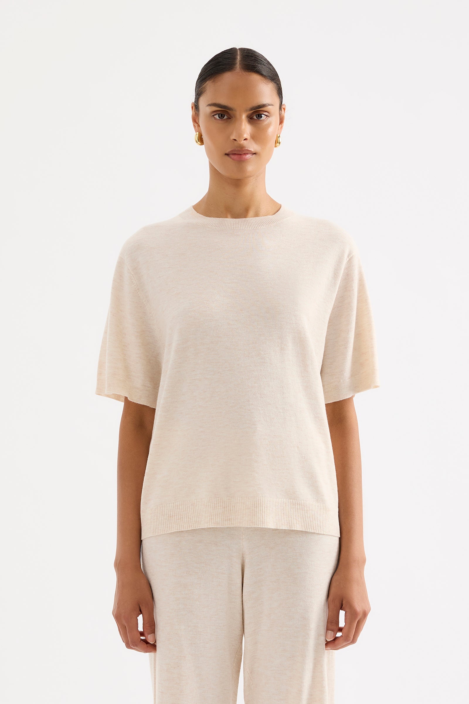 Rae Knit Tee Cream Marle 