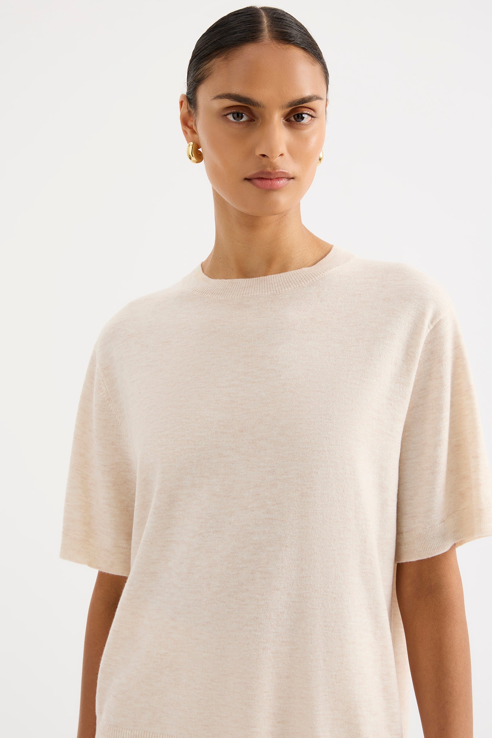 Rae Knit Tee Cream Marle 