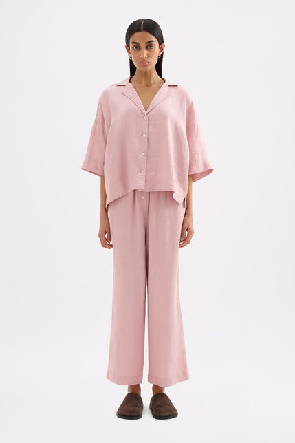 Lounge Linen Crop Pant Blush 
