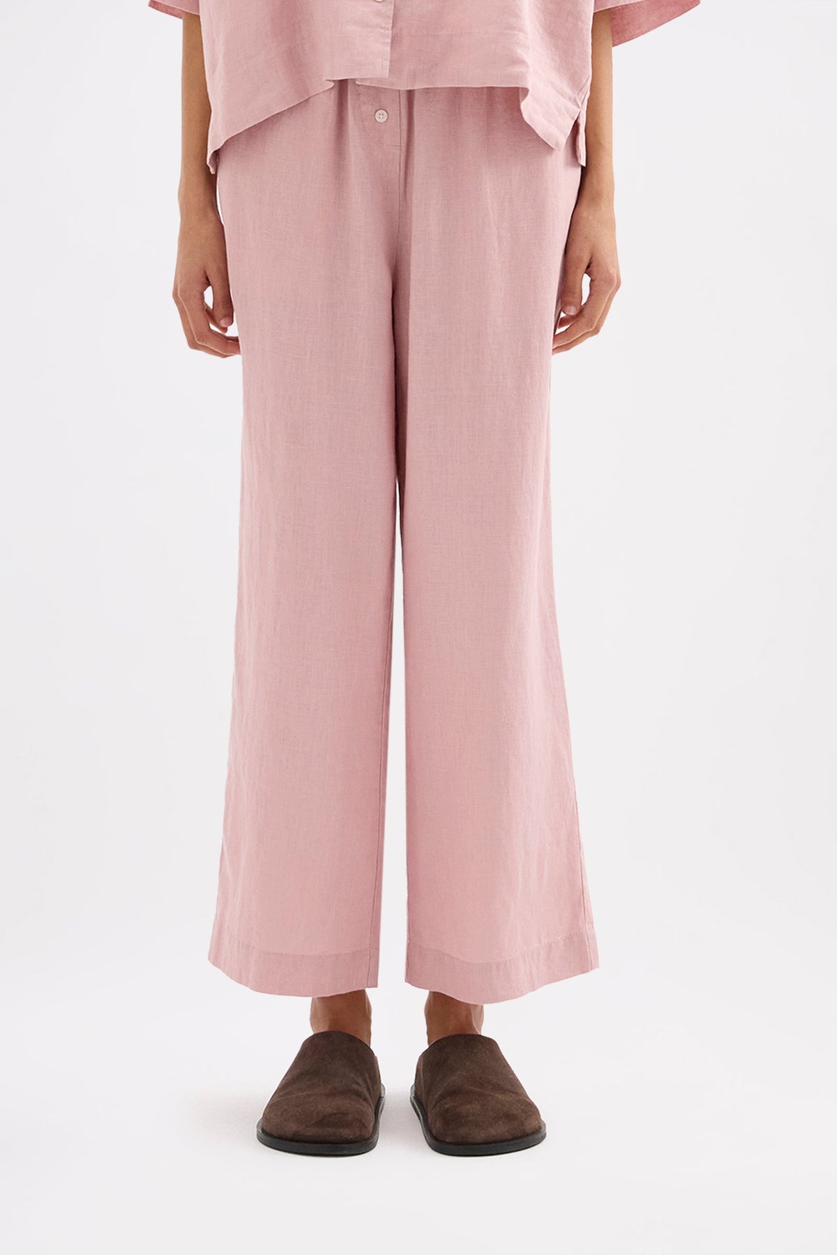 Lounge Linen Crop Pant Blush 