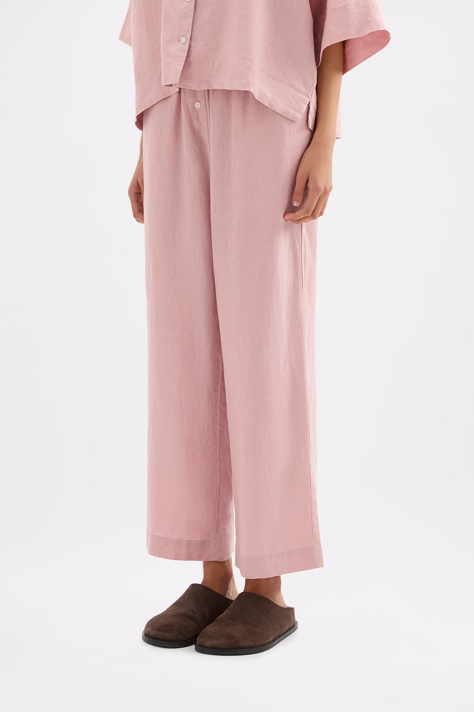Lounge Linen Crop Pant Blush 