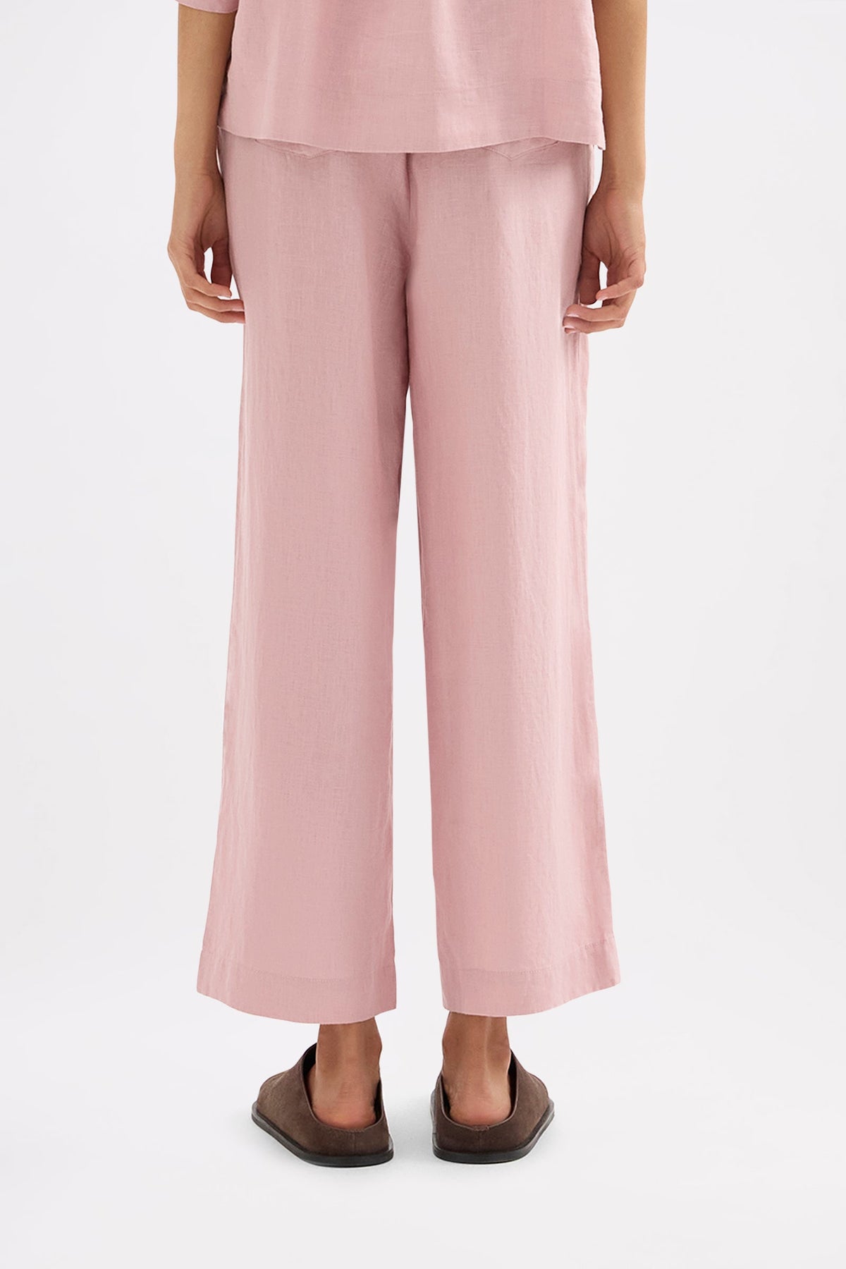 Lounge Linen Crop Pant Blush 