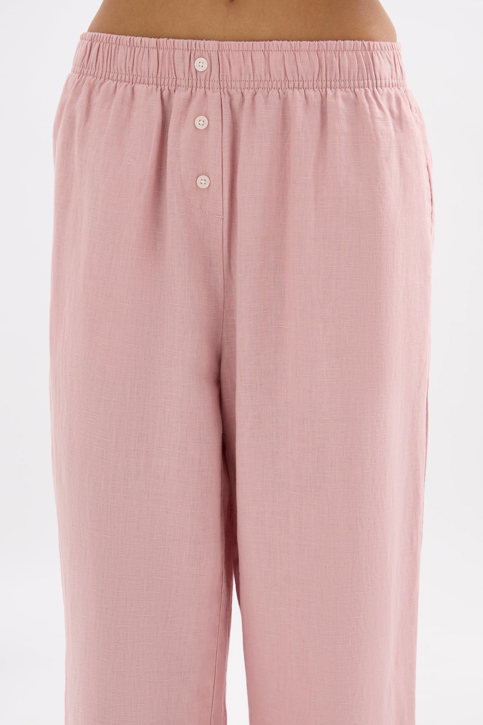 Lounge Linen Crop Pant Blush 