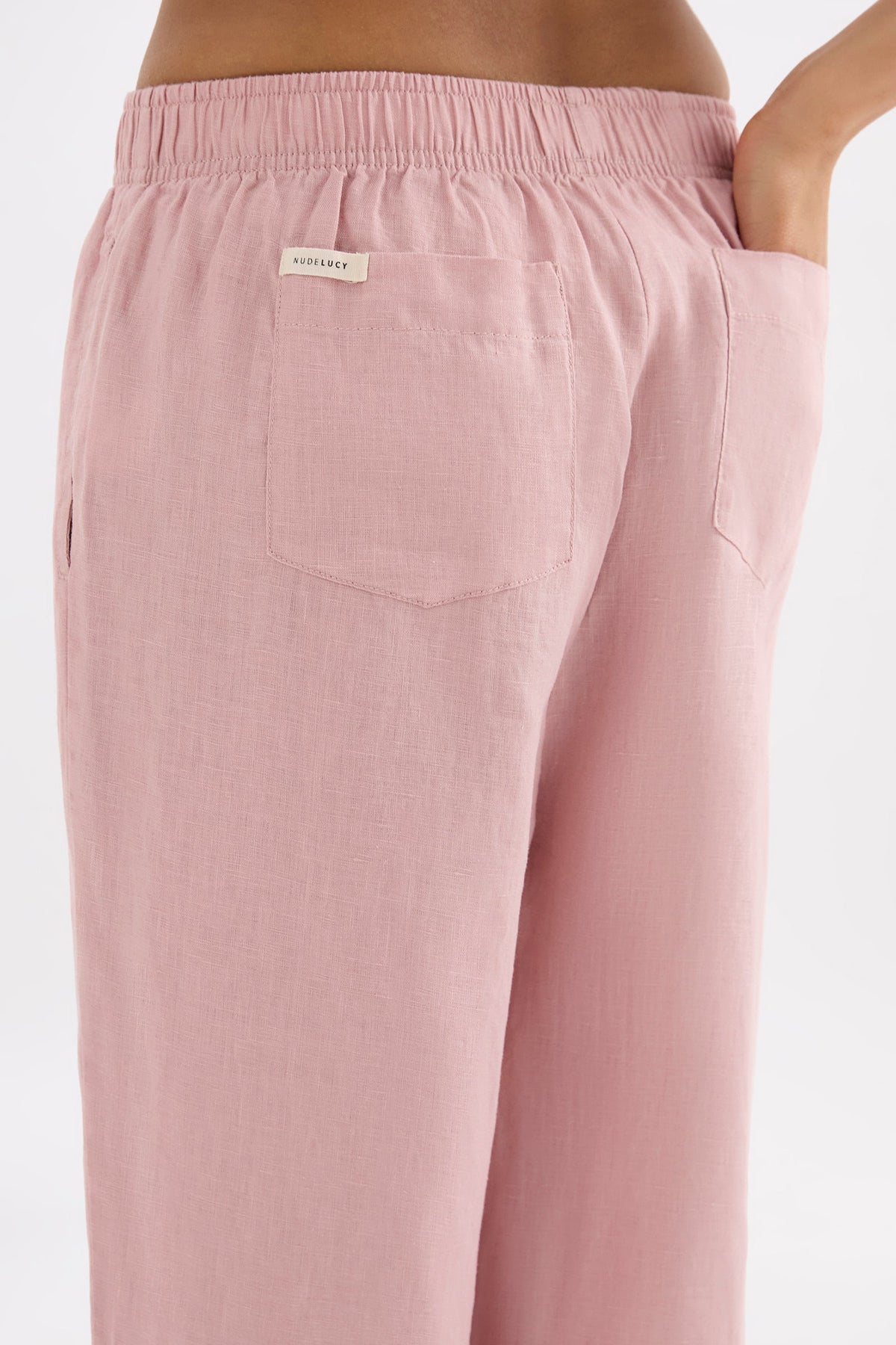 Lounge Linen Crop Pant Blush 