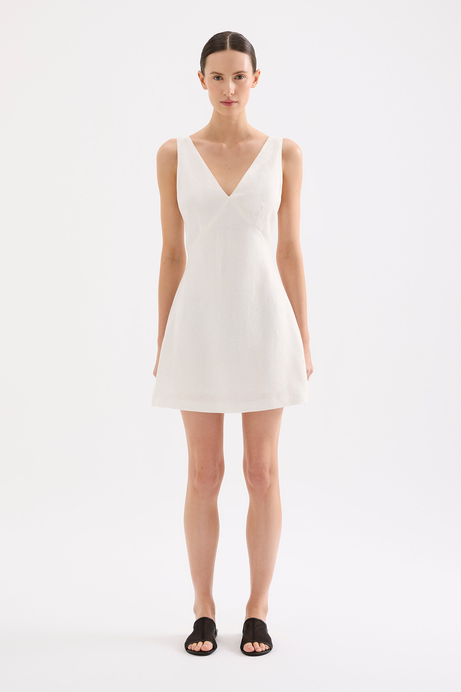 Blair Linen Mini Dress White 