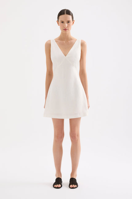 Blair Linen Mini Dress White 