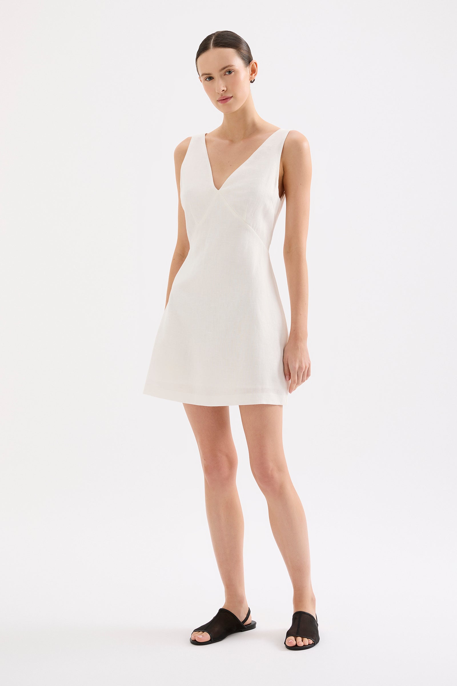 Blair Linen Mini Dress White 