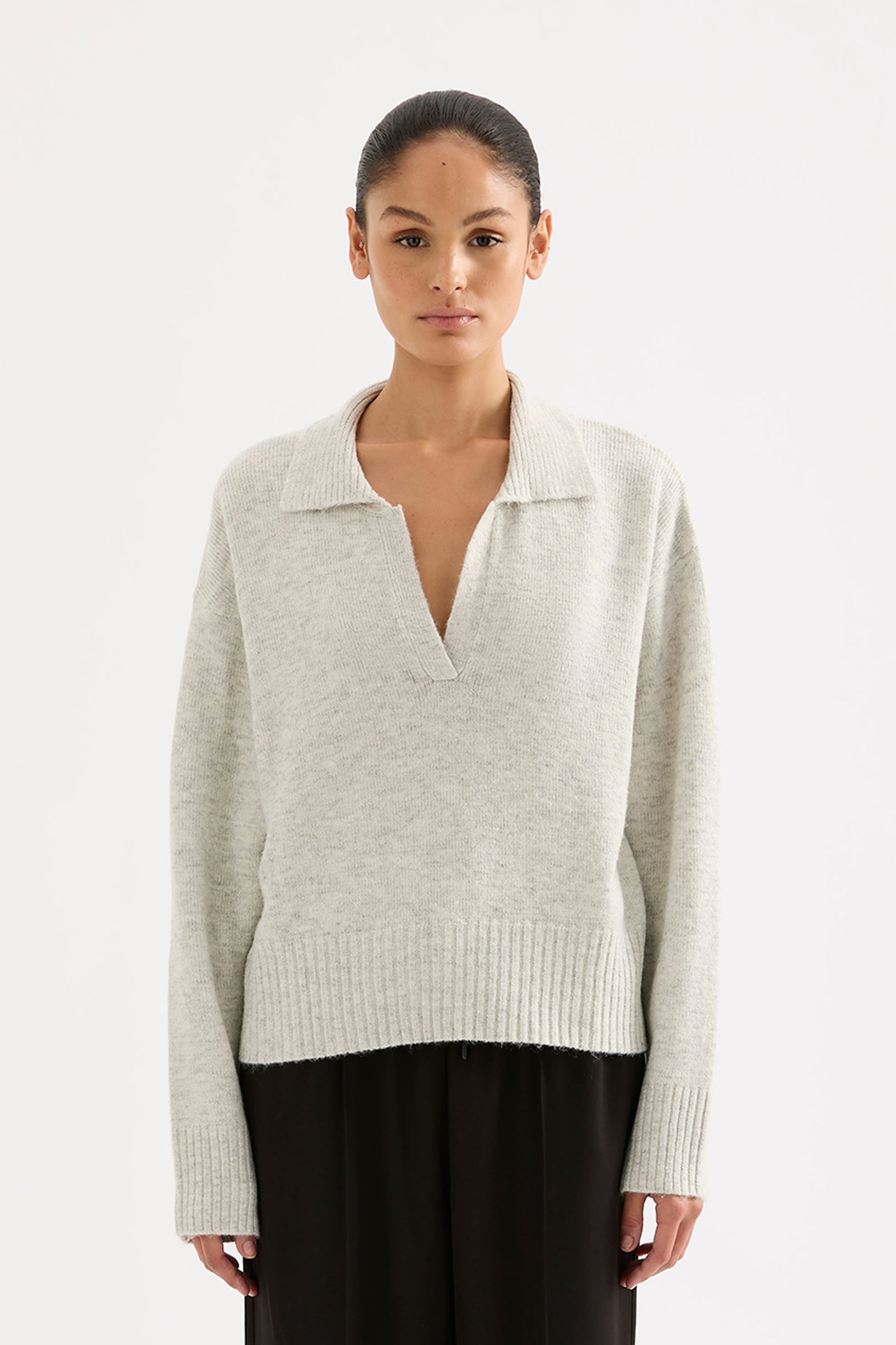 Kinsley Rugby Knit Grey Marle 