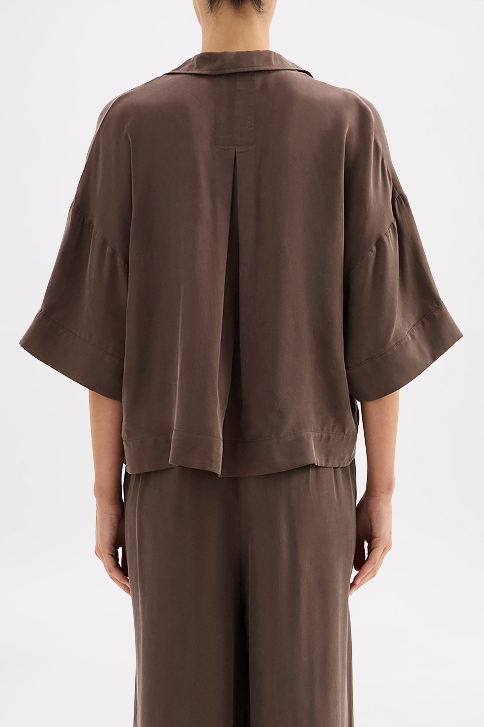 Rika Ss Cupro Shirt Walnut 
