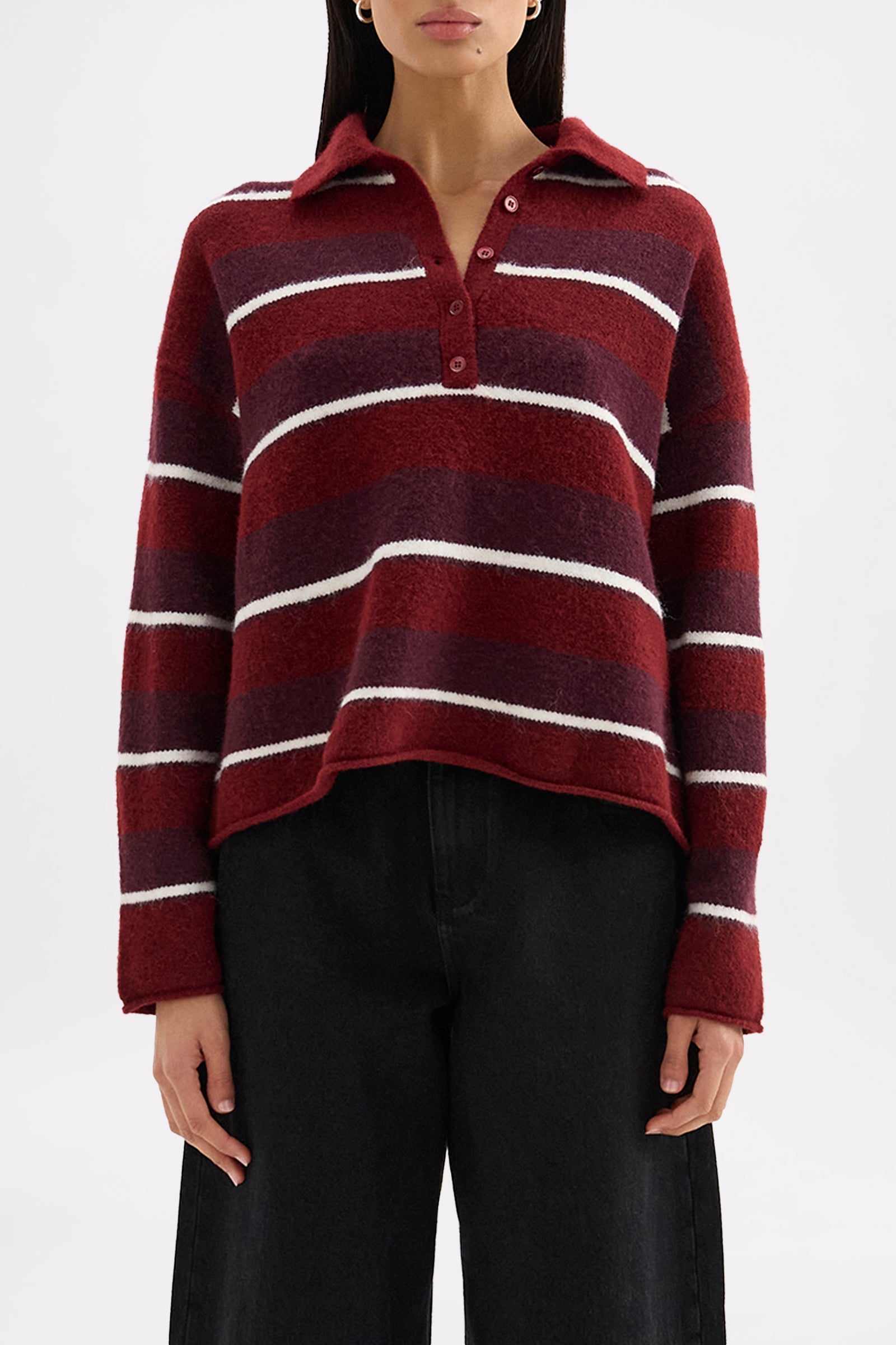 Maia Rugby Knit Mulberry Stripe 