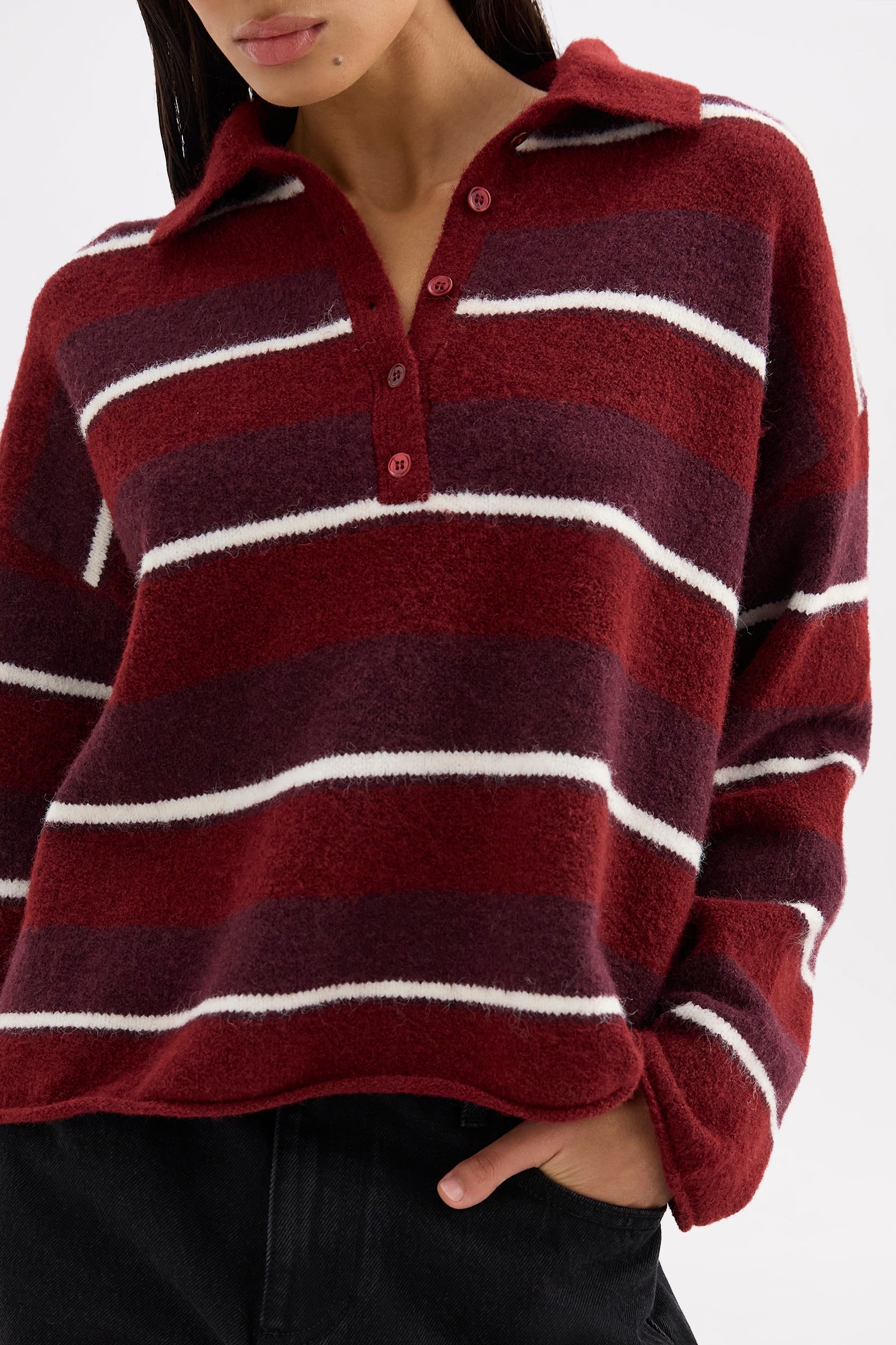 Maia Rugby Knit Mulberry Stripe 