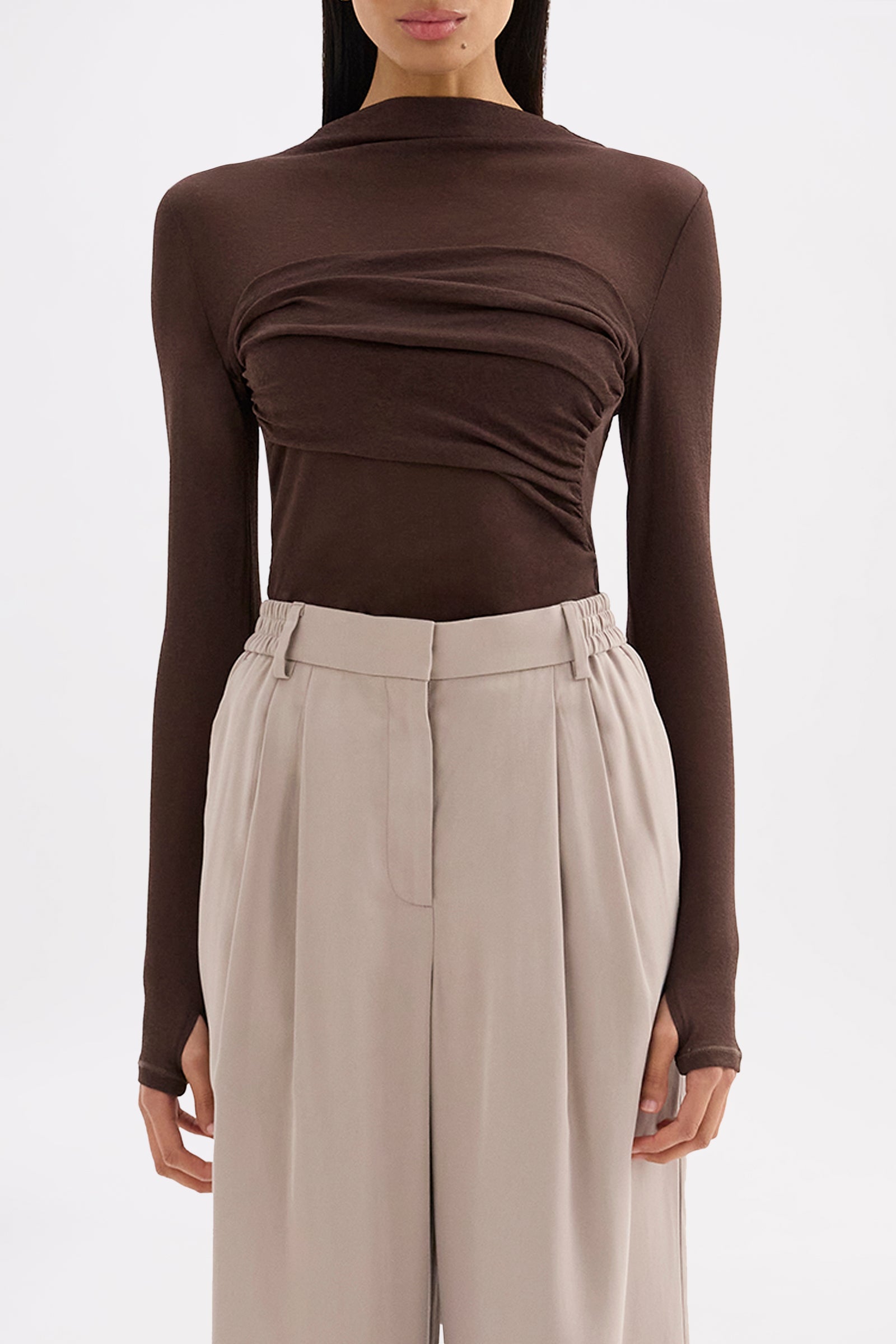 Aster Ls Mesh Top Chocolate 