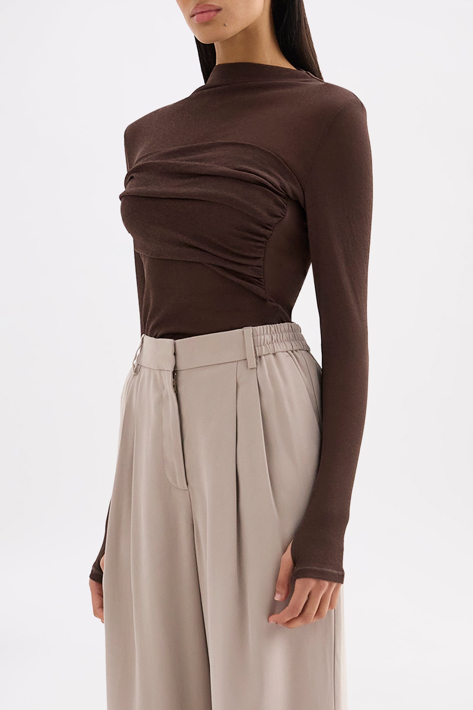 Aster Ls Mesh Top Chocolate 