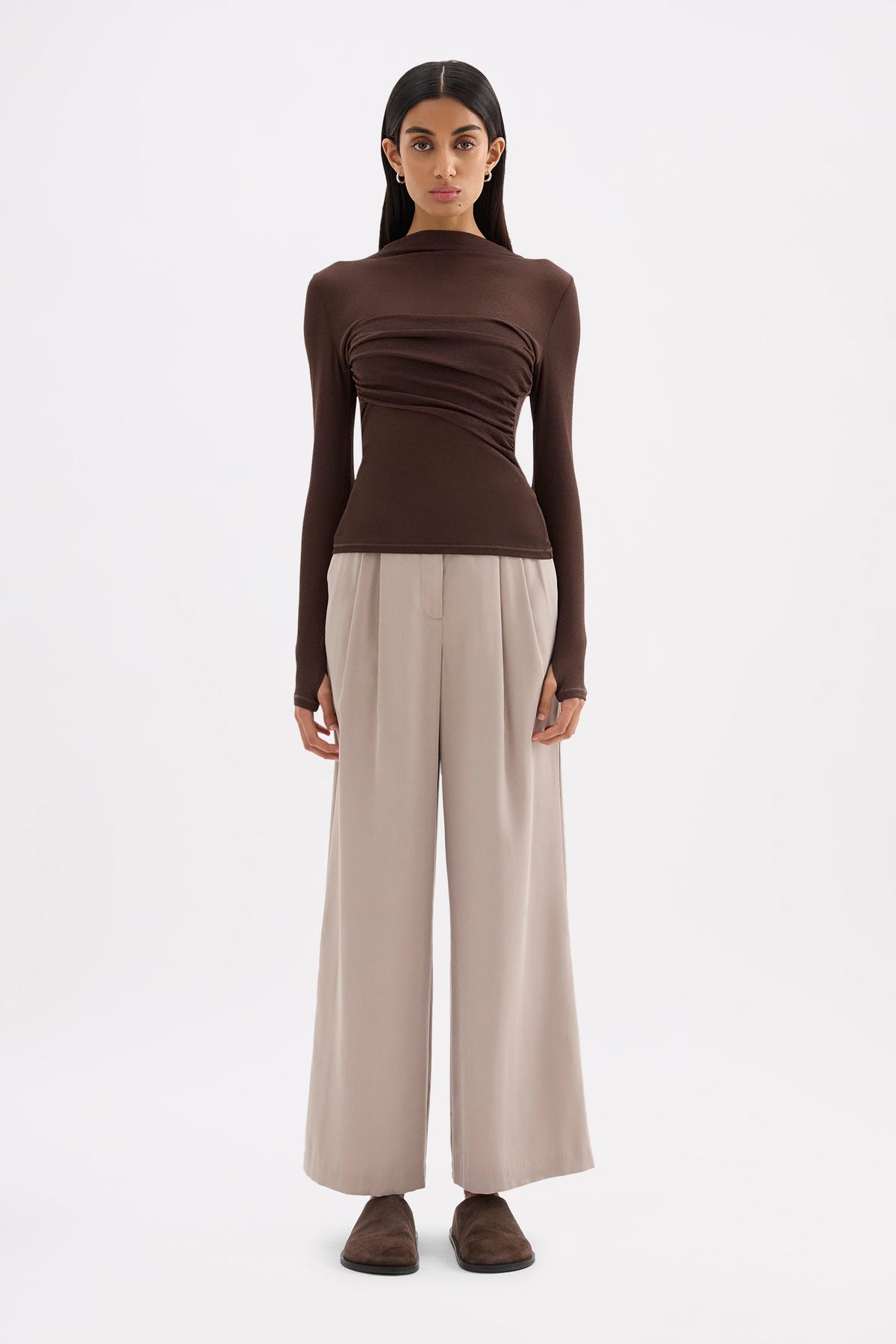 Aster Ls Mesh Top Chocolate 