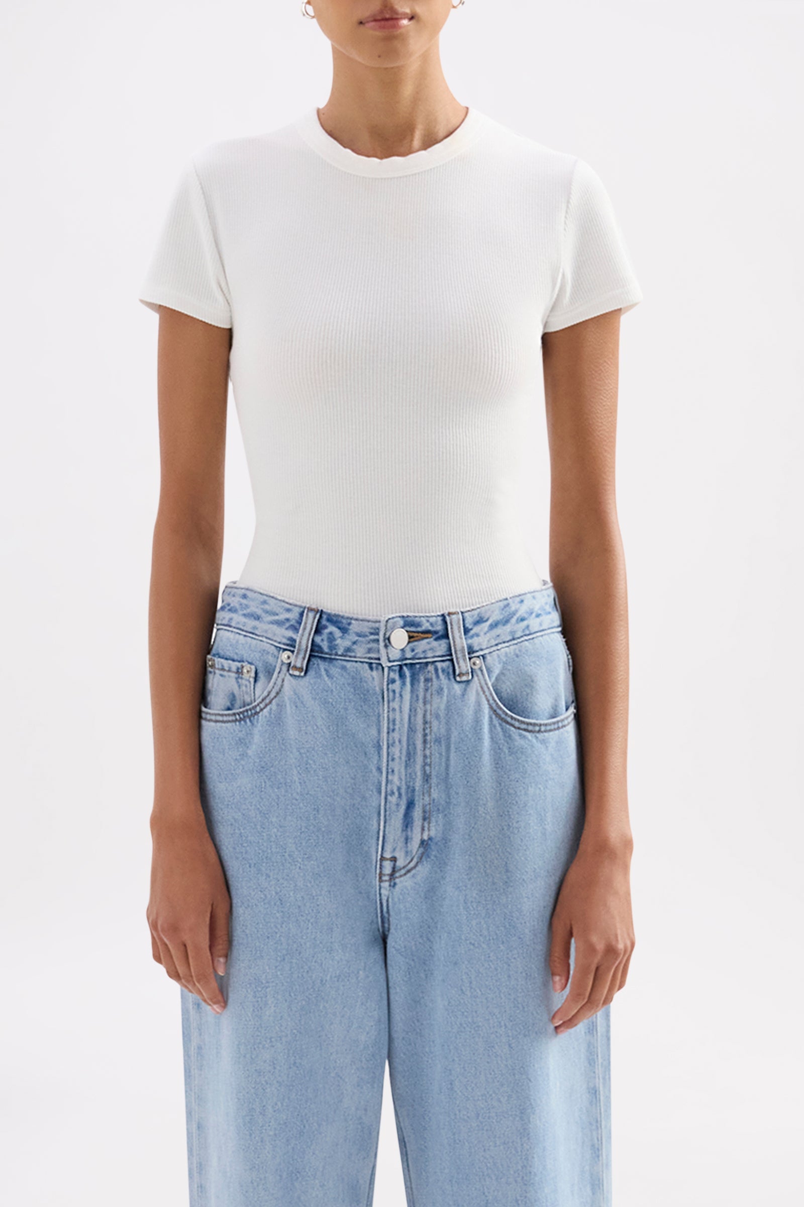 Organic Rib Ss Tee White 