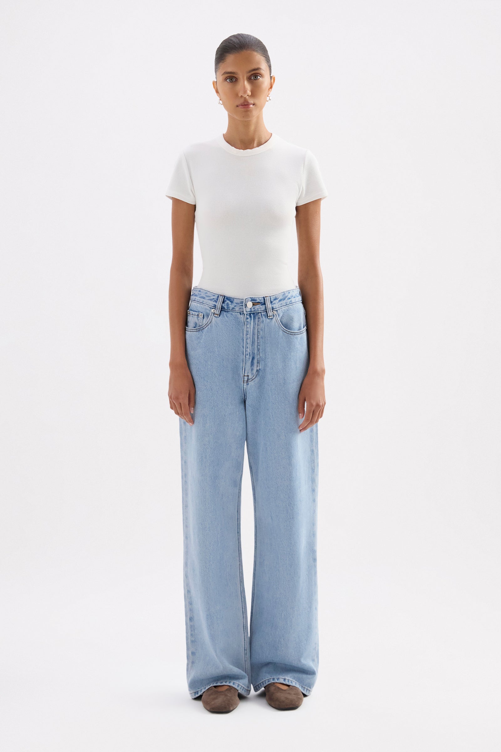 Organic Rib Ss Tee White 