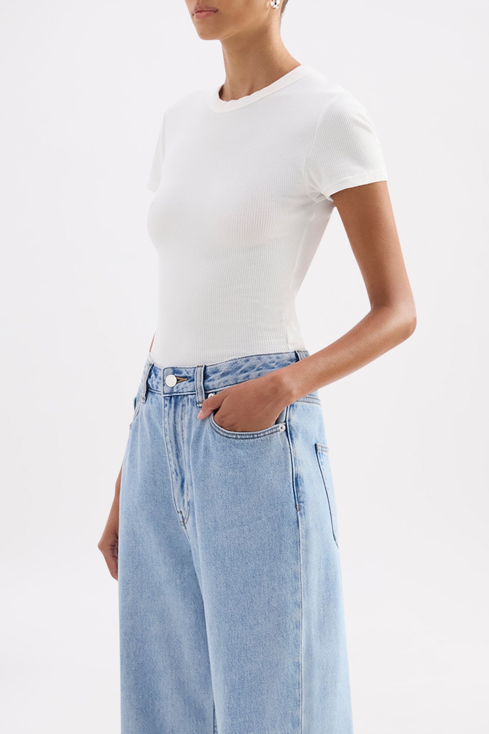 Organic Rib Ss Tee White 