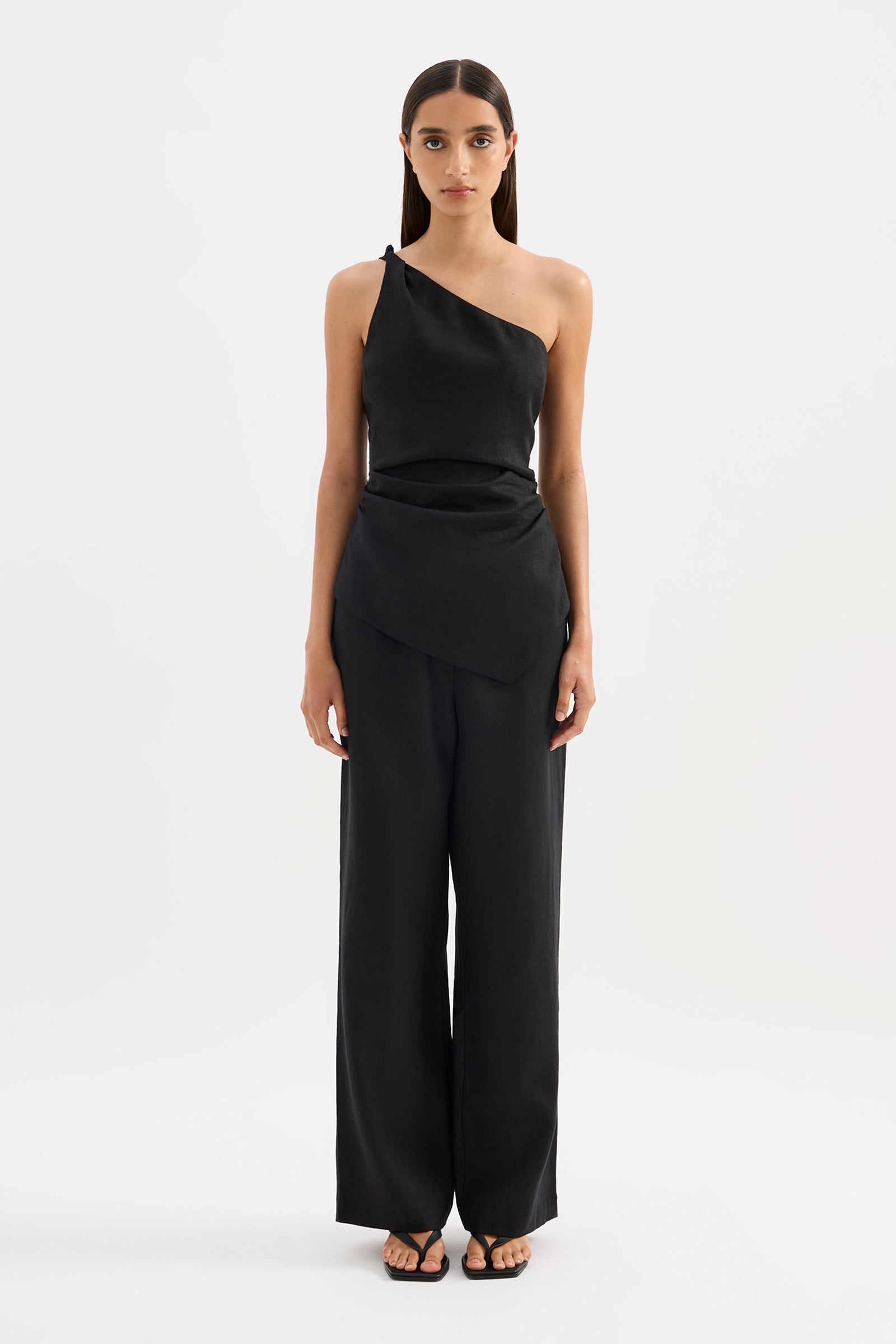 Lotta Linen Top Black 